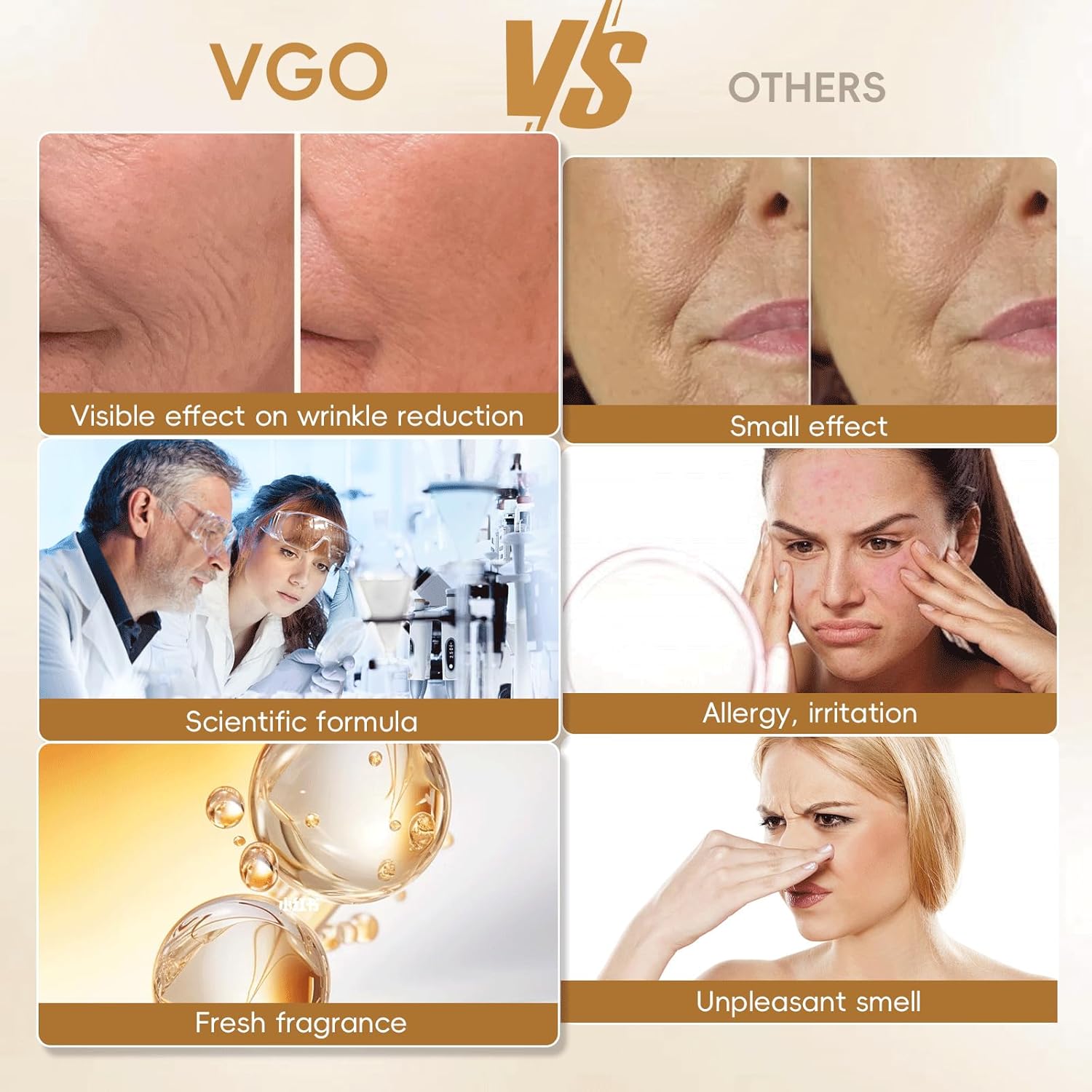 VGO Retinol Cream for Face, 1% Retinol, 1% Bakuchiol, Skin Tightening, Anti Aging and Wrinkle, Facial Firming Cream for All Skin Types (1.76 Fl Oz) - Image 4