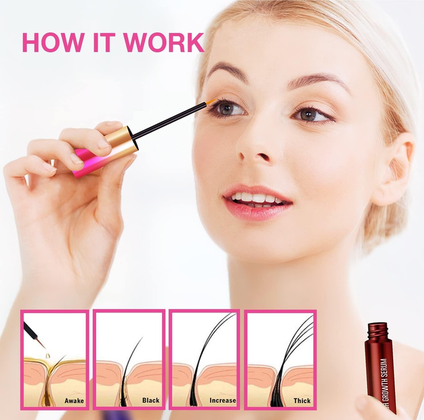 VieBeauti Premium Eyelash Growth Serum: Lash Enhancing Serum with Advanced Formula to Boost Longer Fuller and Thicker Looking Lashes - Vegan & Cruelty-Free for Sensitive Eyes 3mL 3-Month Supply - Image 3