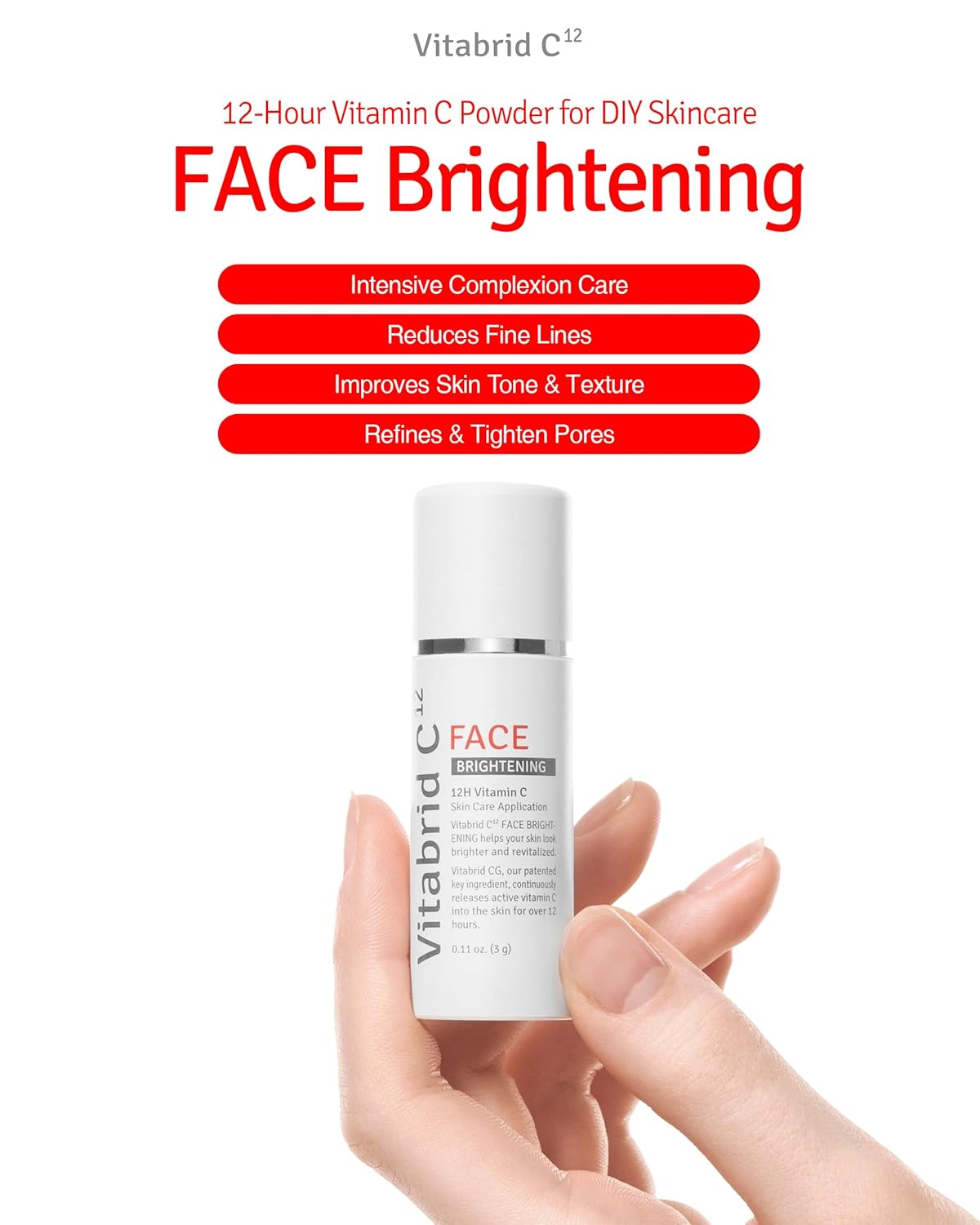 Vitamin C Boost Powder for Face with Niacinamide - 12 hours Active Vitamin C - Even Skin Tone, Age Defying, Minimizing Pores - Mix Powder with Serum & Cream, 0.04oz. - Image 2