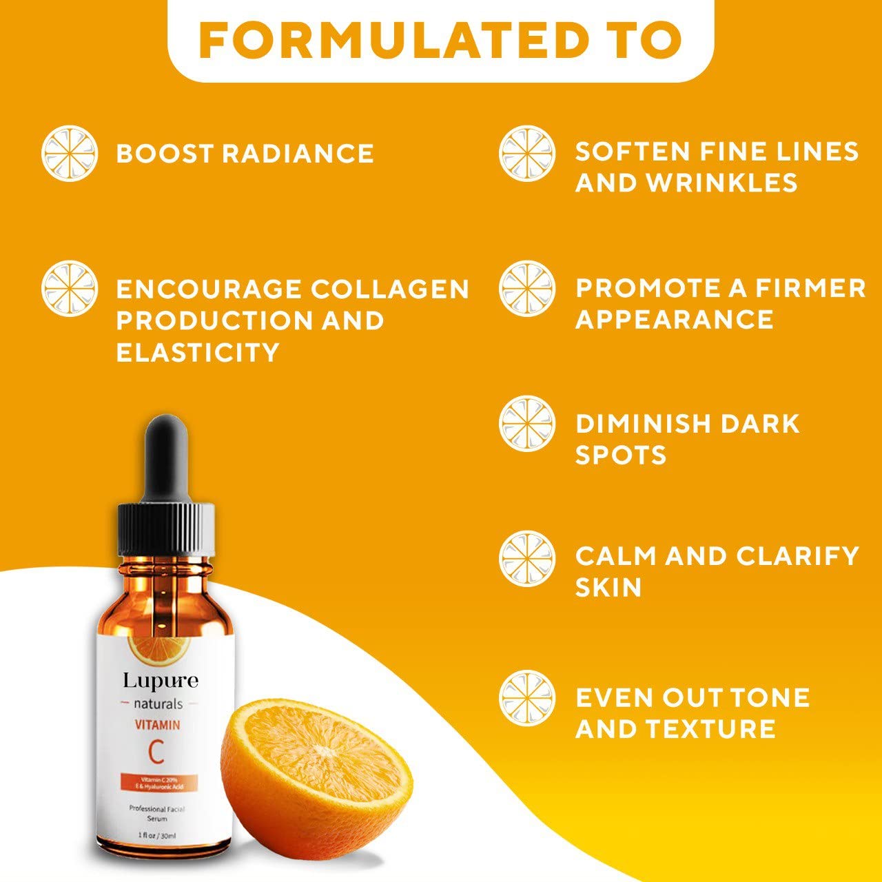 Brightening Vitamin C Face Serum 20% with Hyaluronic Acid & Vitamin E for Anti-Aging, 1 Fl Oz - Image 6