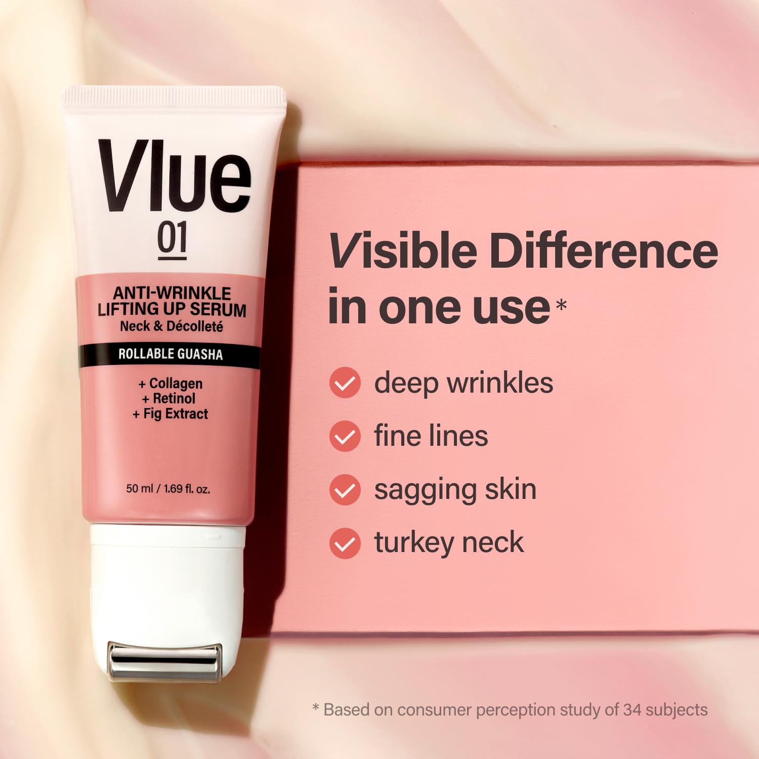 VLUE Retinol Guasha Neck Firming Cream - Anti-Aging Collagen & Fig Extract Moisturizer for Wrinkles & Sagging Skin, Hydrating & Lifting Neck & Décolleté Serum, Korean Skincare, 1.69 fl. oz. - Image 5