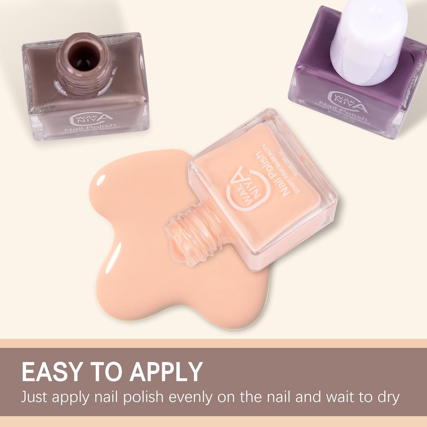 Wakaniya 8-Color Mini Nail Polish Set, Quick Dry Nude Pink White Purple for Beginners - Image 7