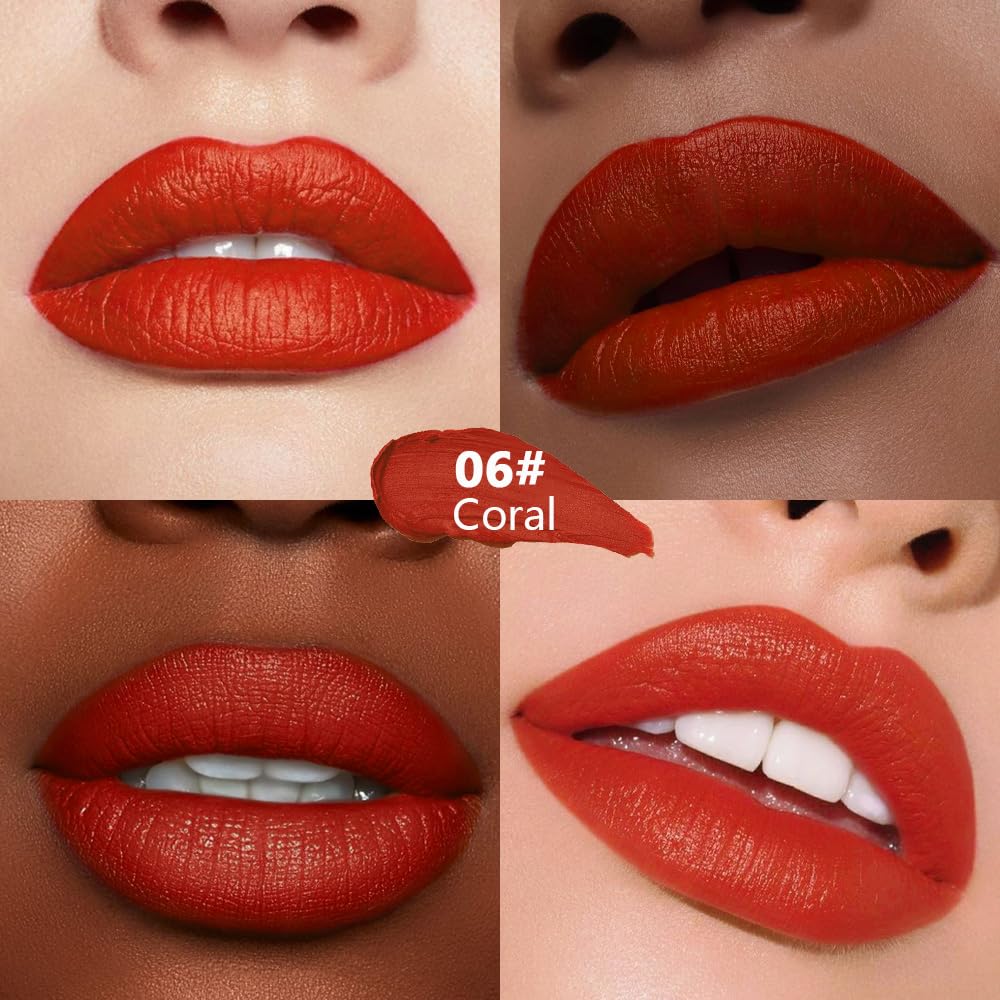 Warm Coral Matte Lipstick - Lip Crayon & Face Paint Stick for Women, Smooth Pigmented for Everyday Halloween Birthday Party Wear, Younger-Looking Lip Makeup, Labial con color para uso diario 06 - Image 3