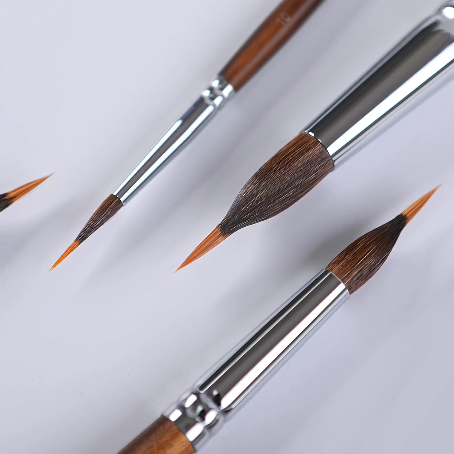 Watercolor Brushes Professional, Fuumuui 4Pcs Extended Needle Point Brushes Synthetic Extra Long Pinhead Brush with Sable Body for Fine Detailing - Watercolor Acrylic Gouache Inks Painting - Image 3