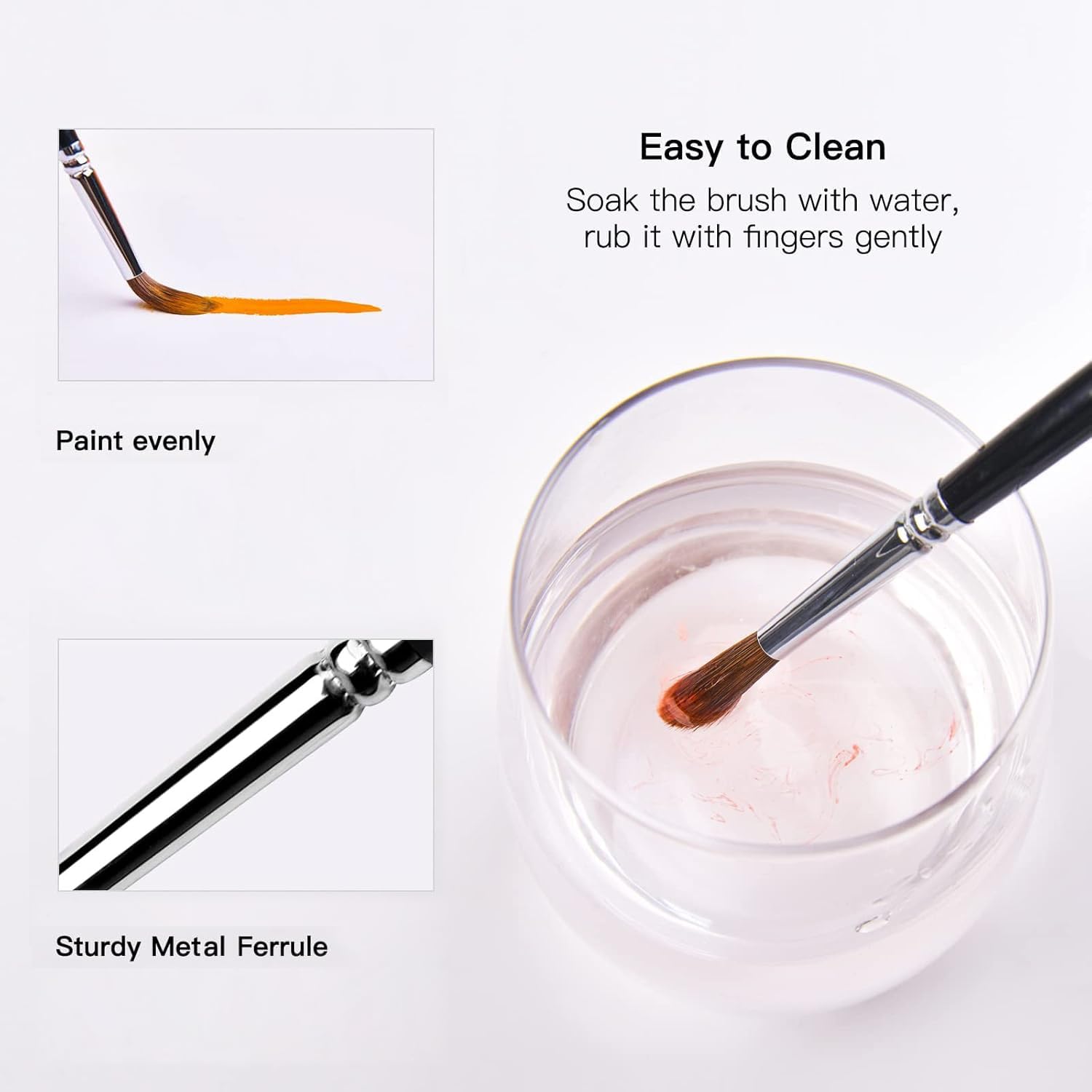 Watercolor Brushes Professional Set, 10 Artist Brushes Watercolor Paint Brushes, Golden Maple Sable Brush Paint Brushes-Round Tip, Flats, Dagger, Oval Wash for Detail Painting, Water Color, Gouache - Image 7