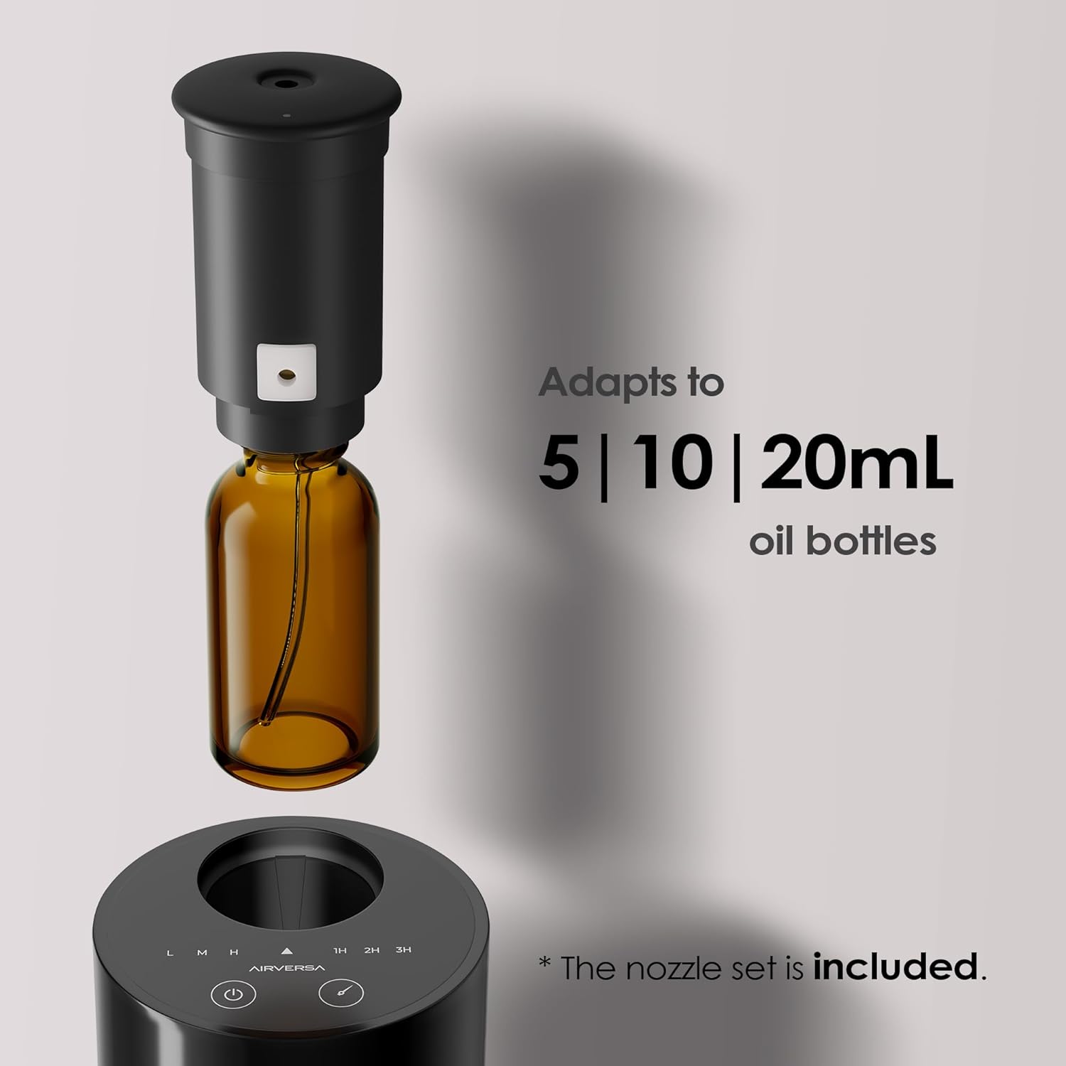 Waterless Diffuser for Essential Oil, Battery Operated Nebulizer, 0.7 Fl.Oz./ 20mL Capacity, Mini Scent Air Machine, 3 Countdown Timers & 3 Mist Levels for Home, Room, Car, Office - AN6 Black - Image 5
