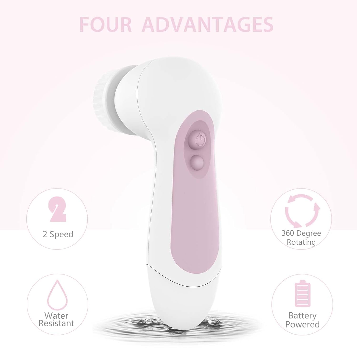 Waterproof Facial Cleansing Spin Brush Set with 5 Exfoliating Brush Heads - Electric Face Scrubber Cleanser Brush by CLSEVXY - Face Brush for Gentle Exfoliation and Deep Scrubbing - Image 3