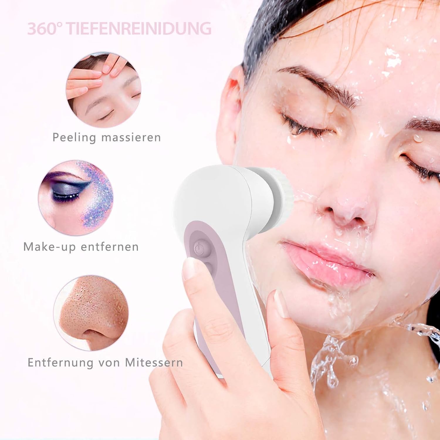 Waterproof Facial Cleansing Spin Brush Set with 5 Exfoliating Brush Heads - Electric Face Scrubber Cleanser Brush by CLSEVXY - Face Brush for Gentle Exfoliation and Deep Scrubbing - Image 7