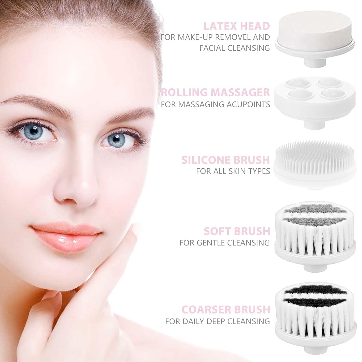 Waterproof Facial Cleansing Spin Brush Set with 5 Exfoliating Brush Heads - Electric Face Scrubber Cleanser Brush by CLSEVXY - Face Brush for Gentle Exfoliation and Deep Scrubbing - Image 2