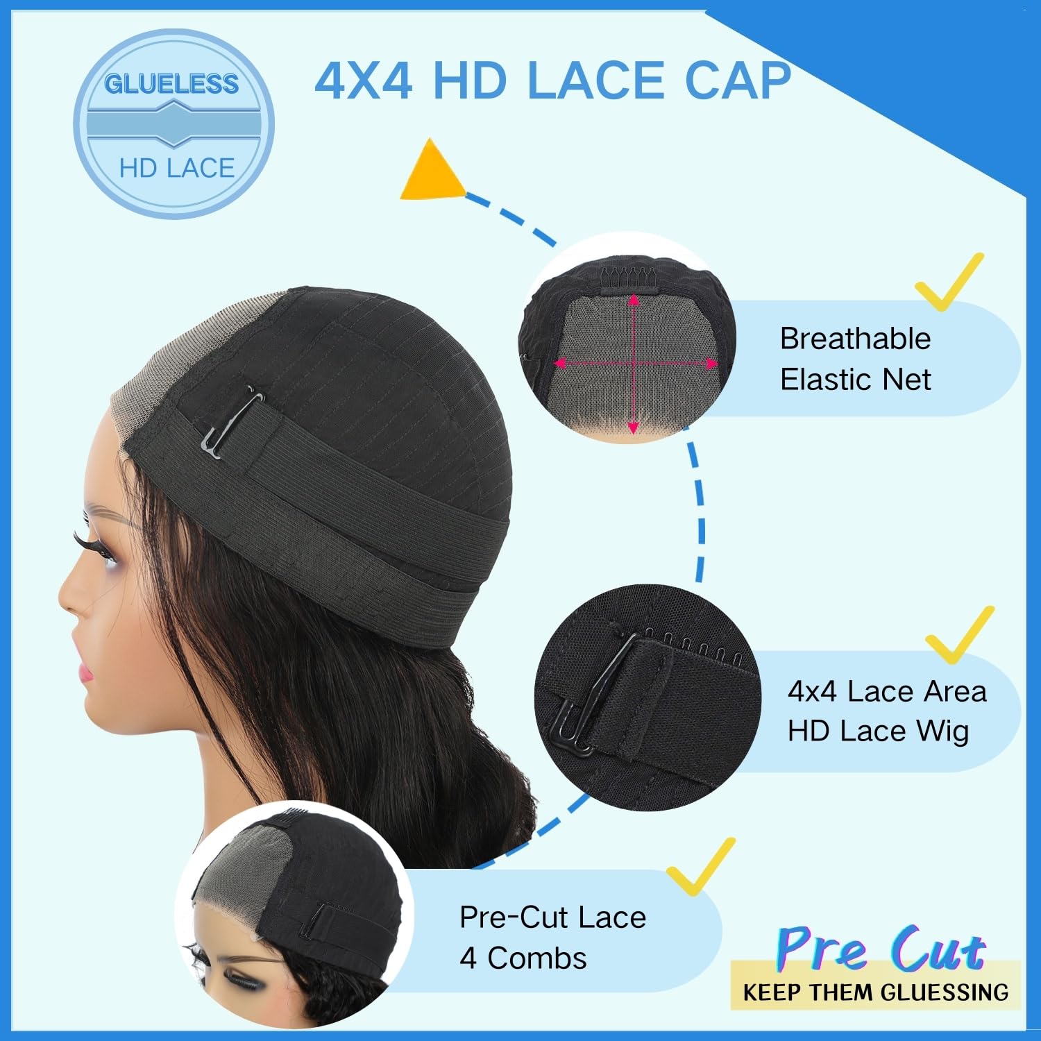 Wear and Go Glueless Bob Wig Human Hair Pre Plucked Pre Cut 4x4 Lace Closure Bob Wigs For Black Women Human Hair Glueless Straight Bob Lace Front Wigs For Beginner Short Bob Wig Human Hair (10 Inch) - Image 2