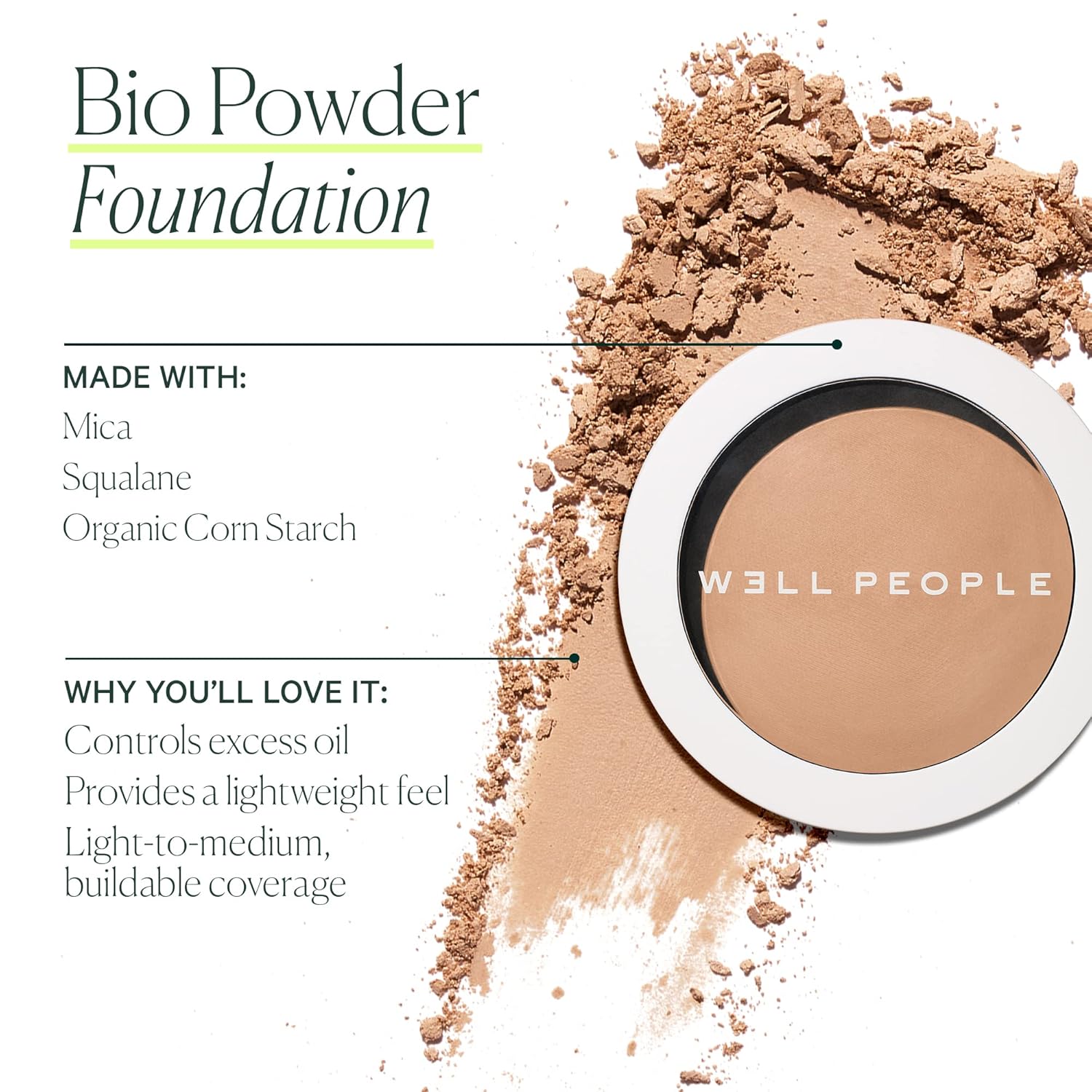 Well People Bio Powder Foundation, Lightweight & Hydrating Foundation For Perfecting & Smoothing Skin, Semi-Matte Finish, Vegan & Cruelty-free, 1C - Image 4