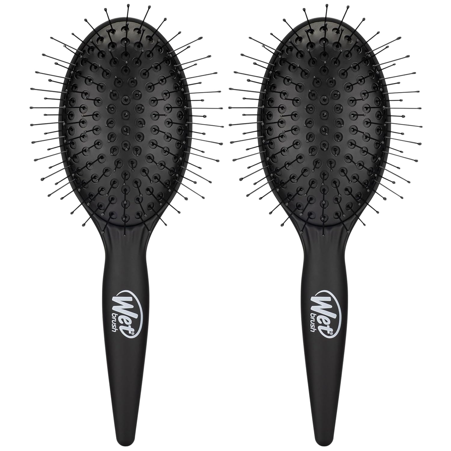 Wet Brush Easy Blowout Detangling Hair Brush, Black, Edgeless HeatFlex Bristles for Blow Dry, Ergonomic Soft-Touch Handle, Maximum Volume, Ceramic Coating Pad Smooths & Straightens (Pack of 2)