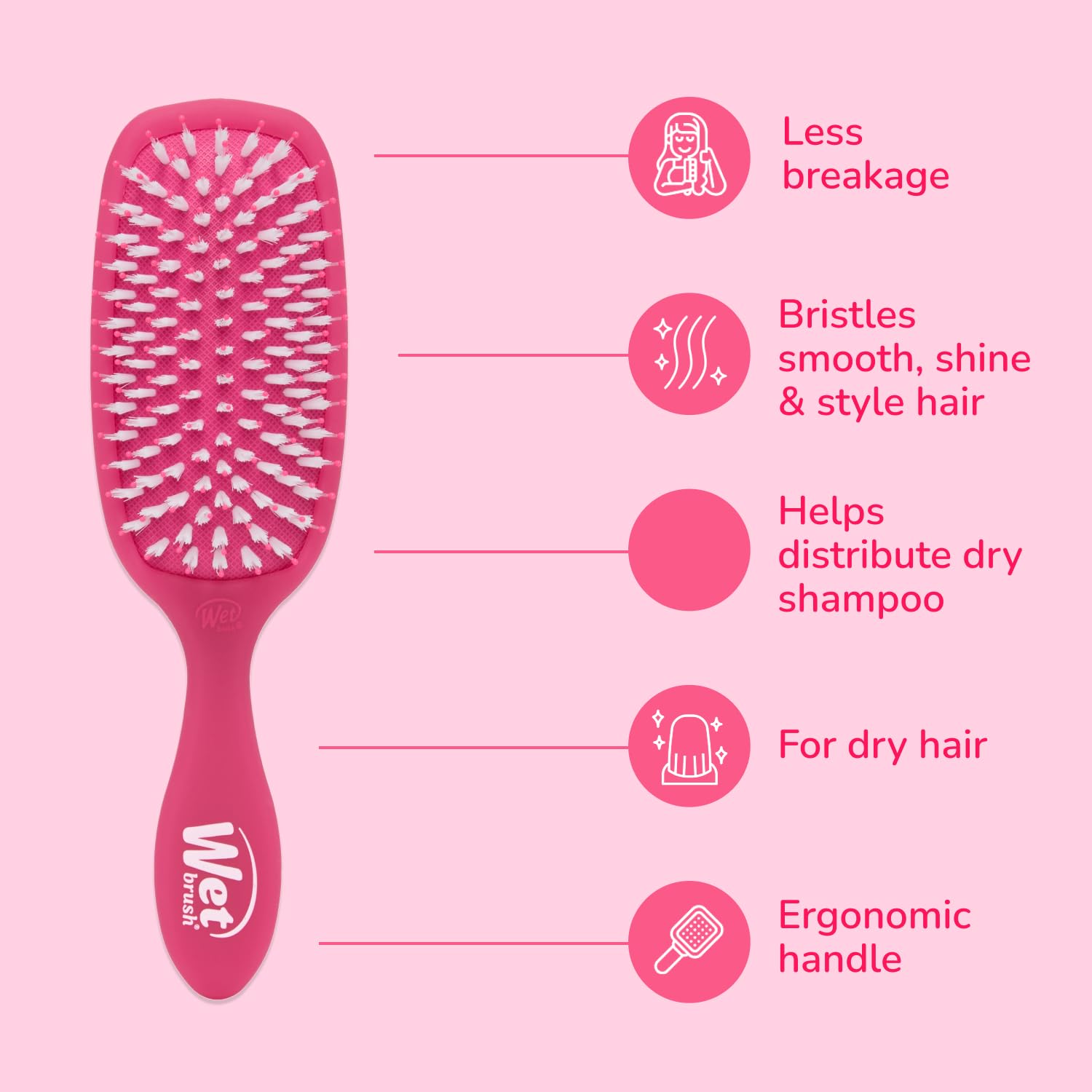 Wet Brush Smooth Styler Hair Brush, Pink Frost, Exclusive Ultra-soft IntelliFlex Bristles, Synthetic Boar Bristles, Shiny And Smooth, For All Hair Types, For Women, Men, Wet And Dry - Image 4
