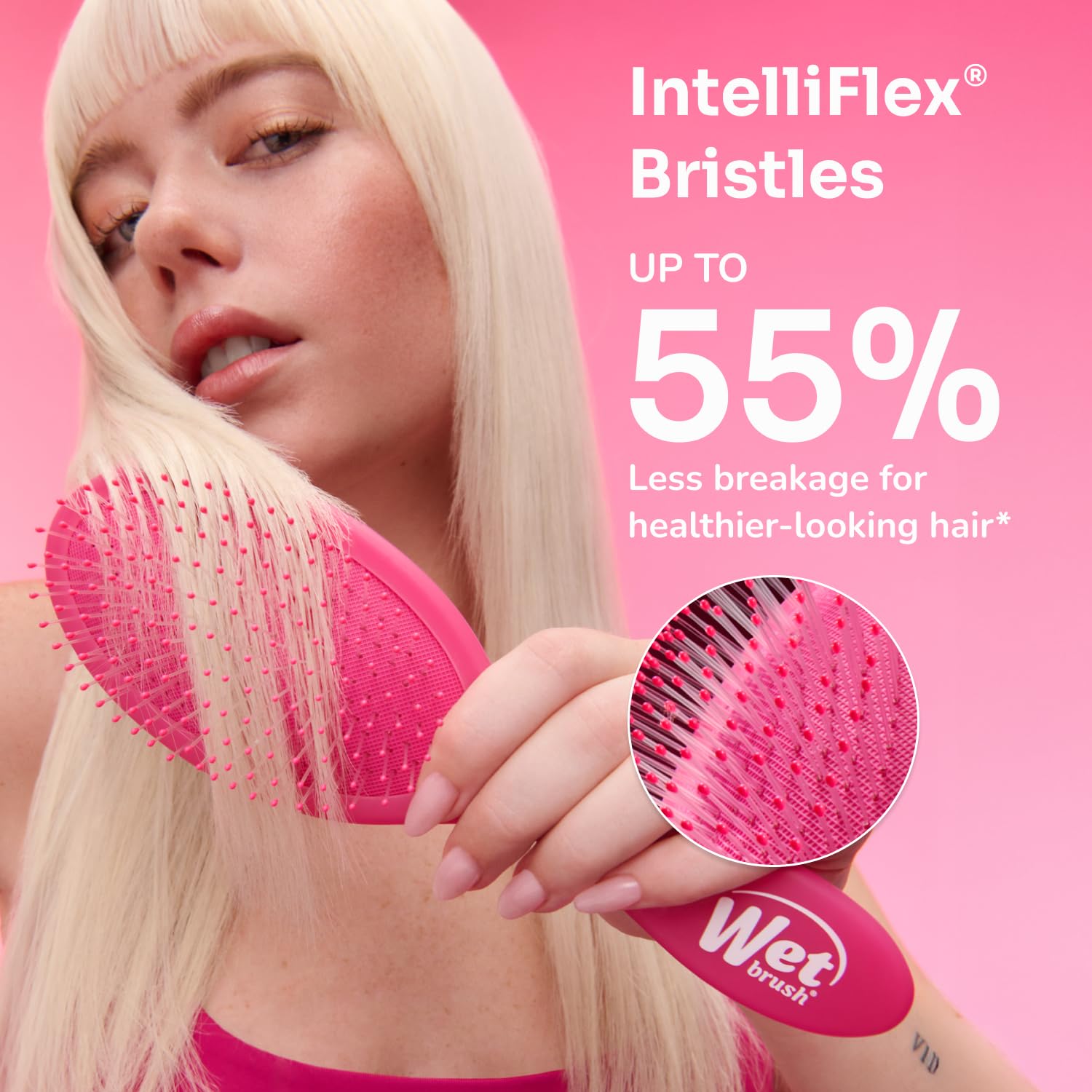 Wet Brush Smooth Styler Hair Brush, Pink Frost, Exclusive Ultra-soft IntelliFlex Bristles, Synthetic Boar Bristles, Shiny And Smooth, For All Hair Types, For Women, Men, Wet And Dry - Image 6