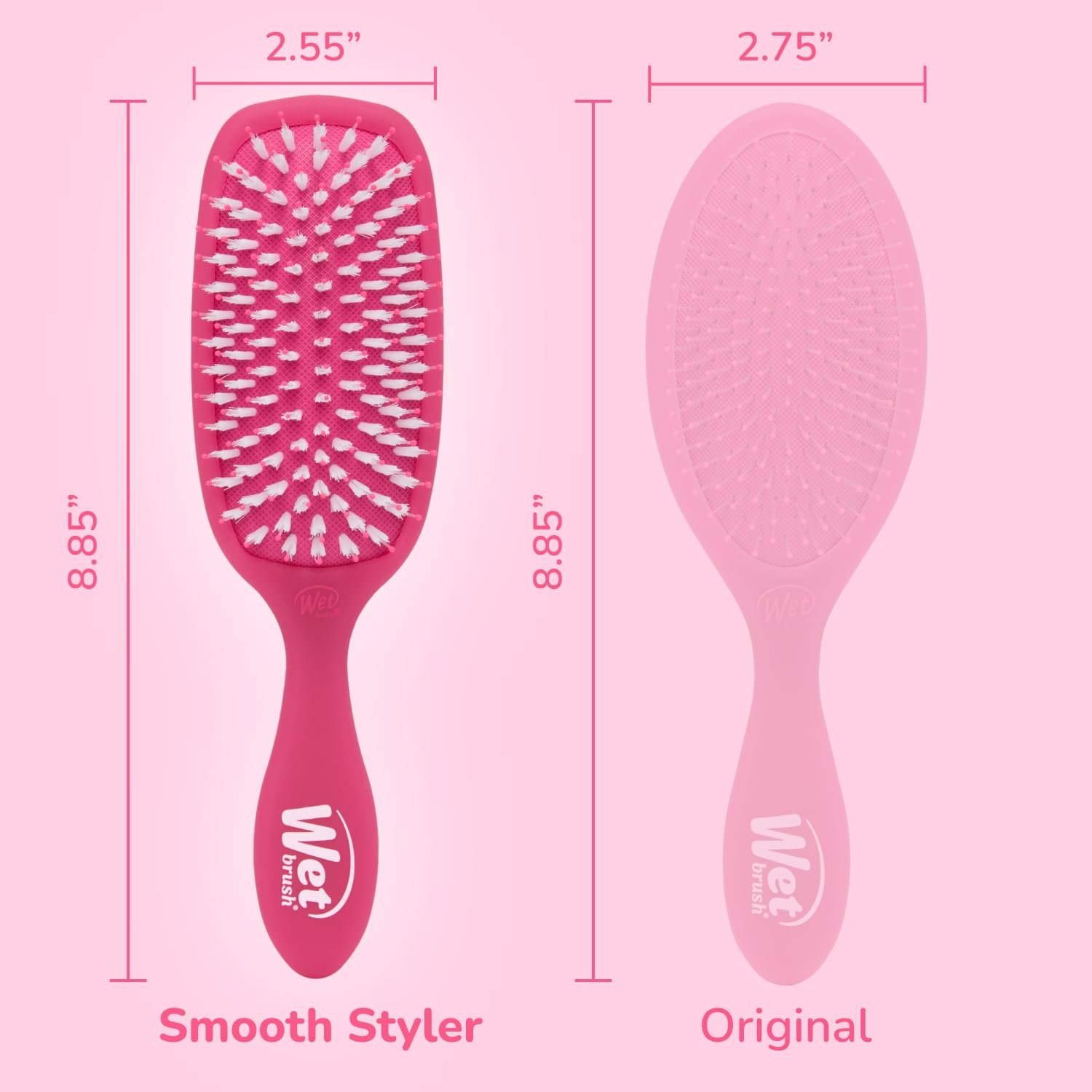 Wet Brush Smooth Styler Hair Brush, Pink Frost, Exclusive Ultra-soft IntelliFlex Bristles, Synthetic Boar Bristles, Shiny And Smooth, For All Hair Types, For Women, Men, Wet And Dry - Image 5