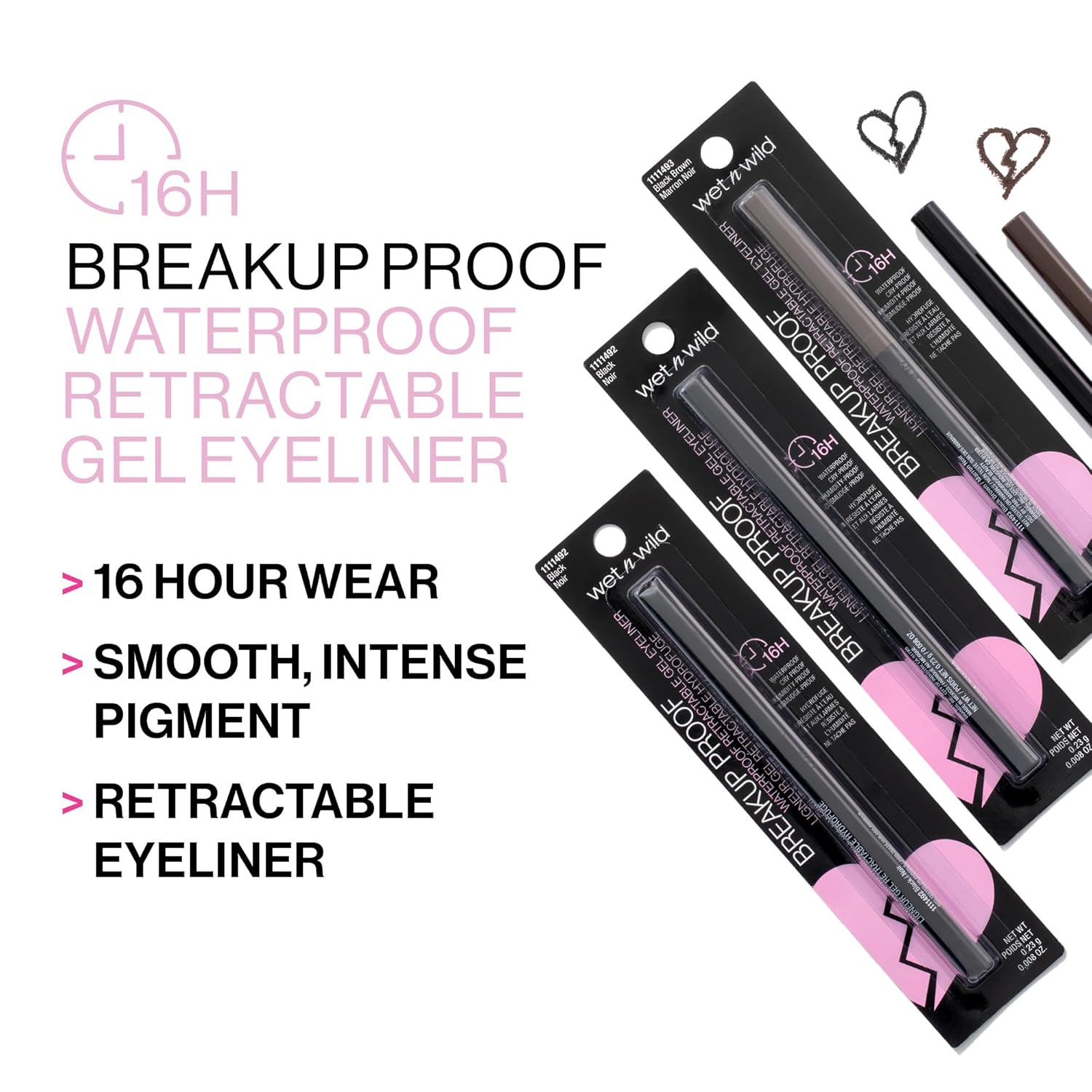 wet n wild Mega Last Breakup Proof Retractable Eyeliner - Ultra-Fine Brush, Waterproof,16-Hour Long-Lasting Wear - Cruelty-Free & Vegan - Black - Image 3