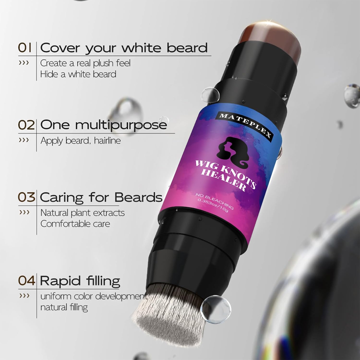 Wig Knot Concealer and Healer, Brown-02, 5 Latest Colors, Sweatproof, Portable, Double-head for Lace Wigs Frontal Part & Hairline, Stick with Brush, Makes Wigs Look Natural, Natural Material - Image 5