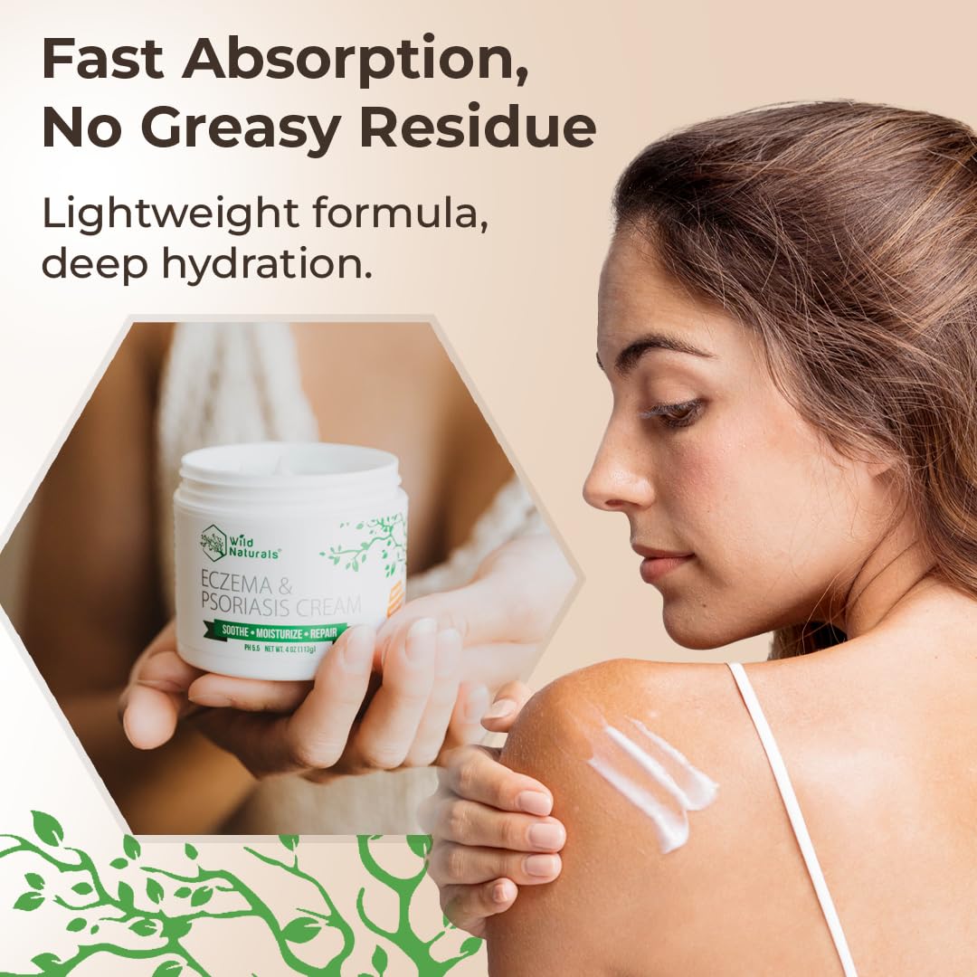 Wild Naturals Eczema & Psoriasis Cream for Dry, Itchy Skin – Eczema Relief for Adults & Kids – Moisturizing Psoriasis Cream with Manuka Honey - Image 2