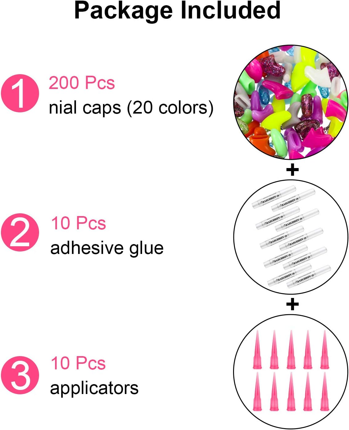 WILLBOND 200 Pieces 20 Color Cat Claw Caps with 10 Pcs Adhesive Glues and 10 Pcs Applicators Cat Claw Covers Nail Tips with Instruction for Pets Cats - Image 3