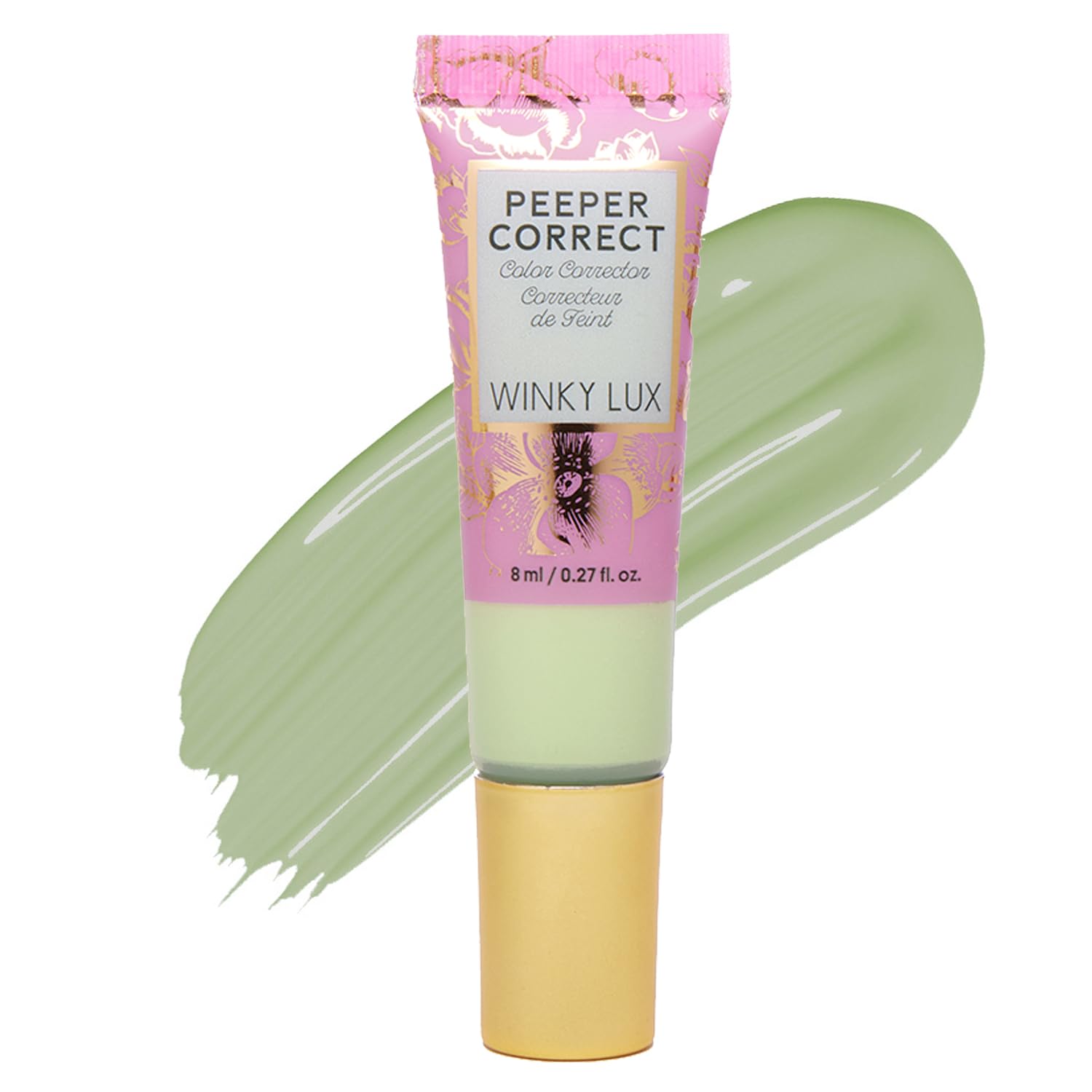 Winky Lux Peeper Correct Green Color Corrector - Neutralizes Redness, Smooth & Even Complexion Hydrating Formula with Vitamin E & Hyaluronic Acid - Tinted Creamy Color Corrector, Vegan & Cruelty Free