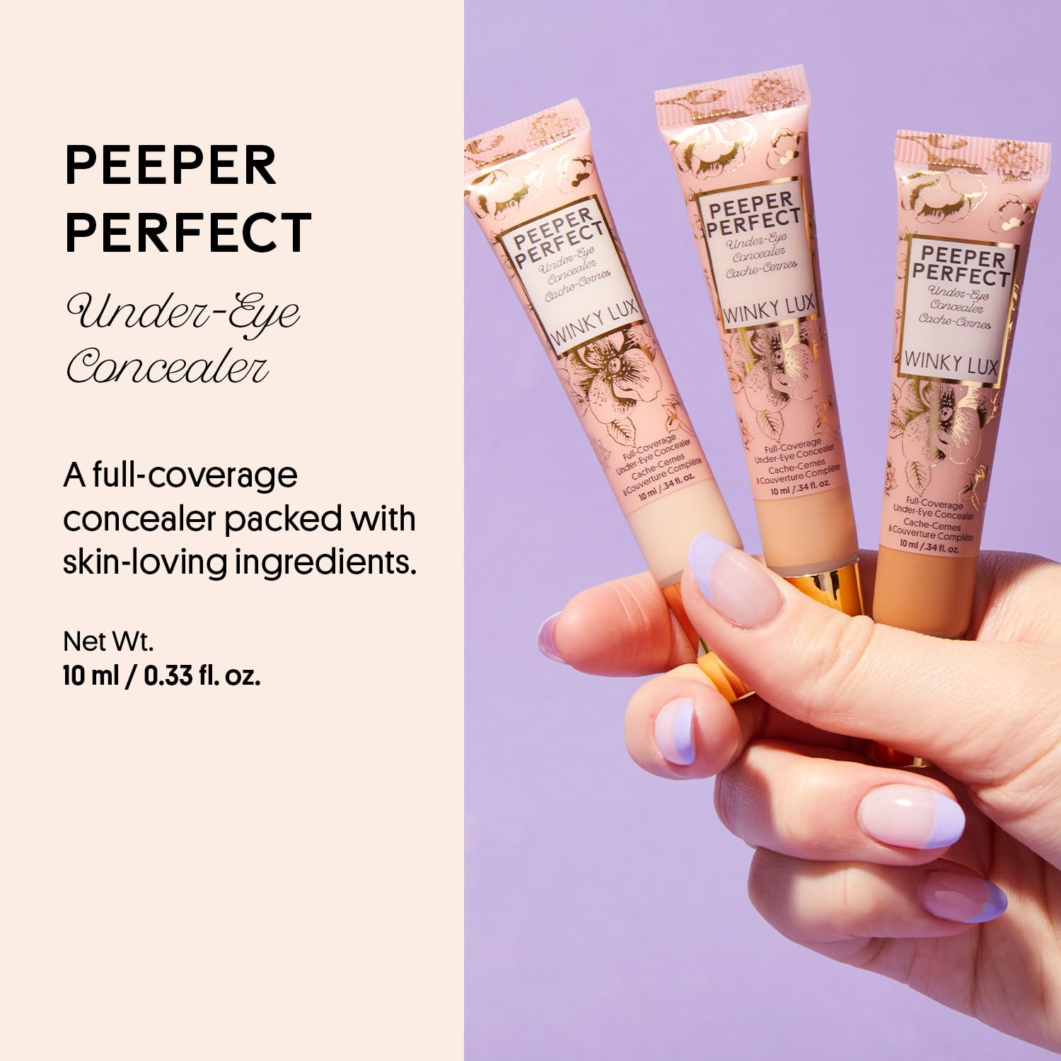Winky Lux Peeper Perfect Under Eye Concealer, Makeup & Eye Brightener, Full Coverage Concealer for Dark Circles, Color Corrector & Eye Primer, With Collagen, Hyaluronic Acid & Vitamin E (Fair) - Image 2