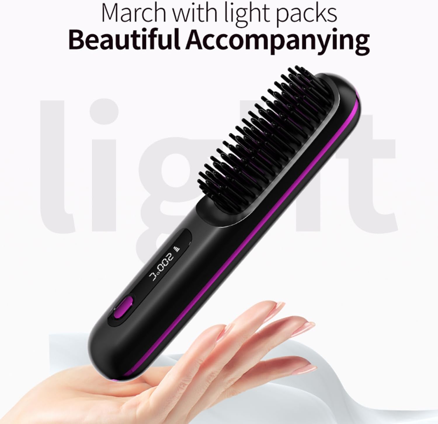 Wireless Hair Straightener Curling Brush Portable Hot Comb Negative Ion Straightening Airwrap Cordless Blow Dryer Lazy Crimper Touch-ups On-The-Go Styling 250°F to 410°F Rechargeable (Black) - Image 6