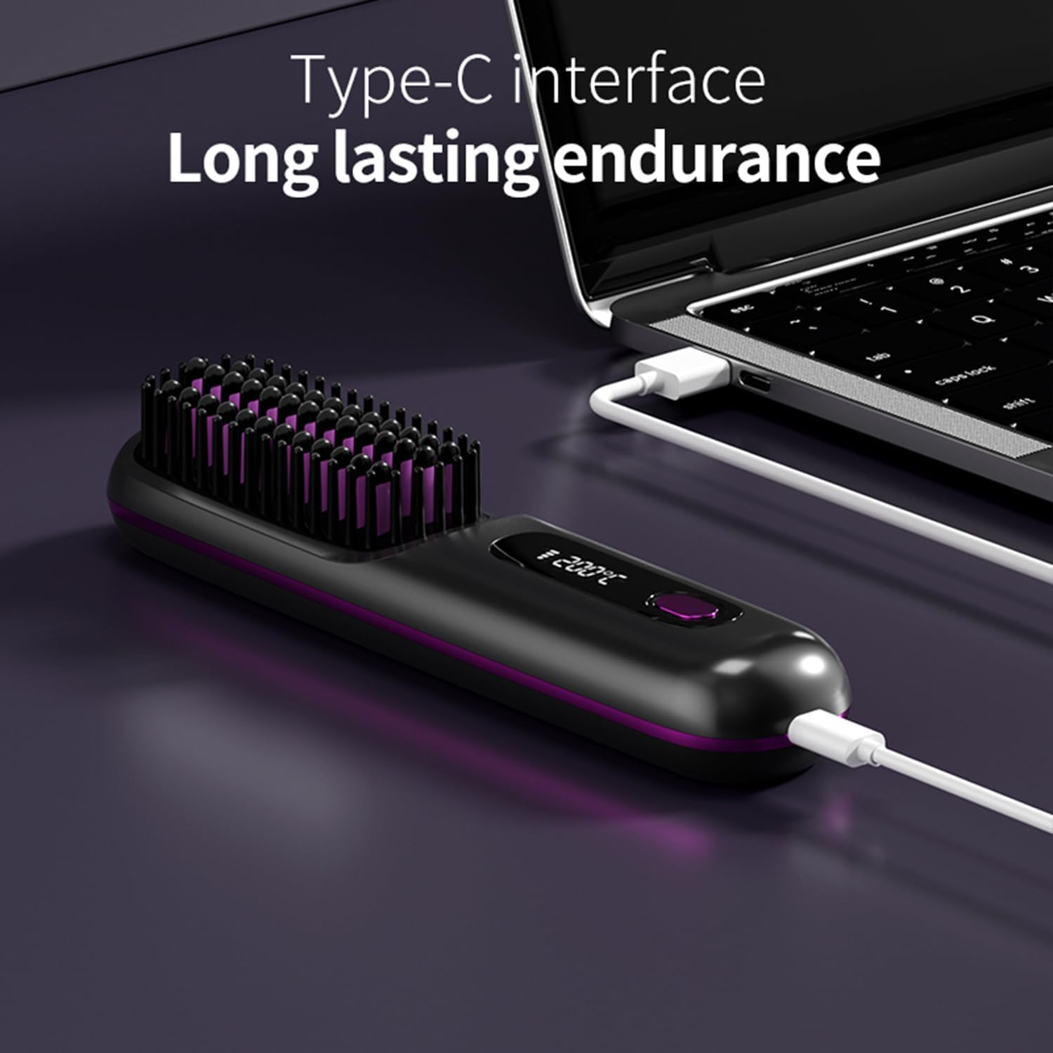 Wireless Hair Straightener Curling Brush Portable Hot Comb Negative Ion Straightening Airwrap Cordless Blow Dryer Lazy Crimper Touch-ups On-The-Go Styling 250°F to 410°F Rechargeable (Black) - Image 5