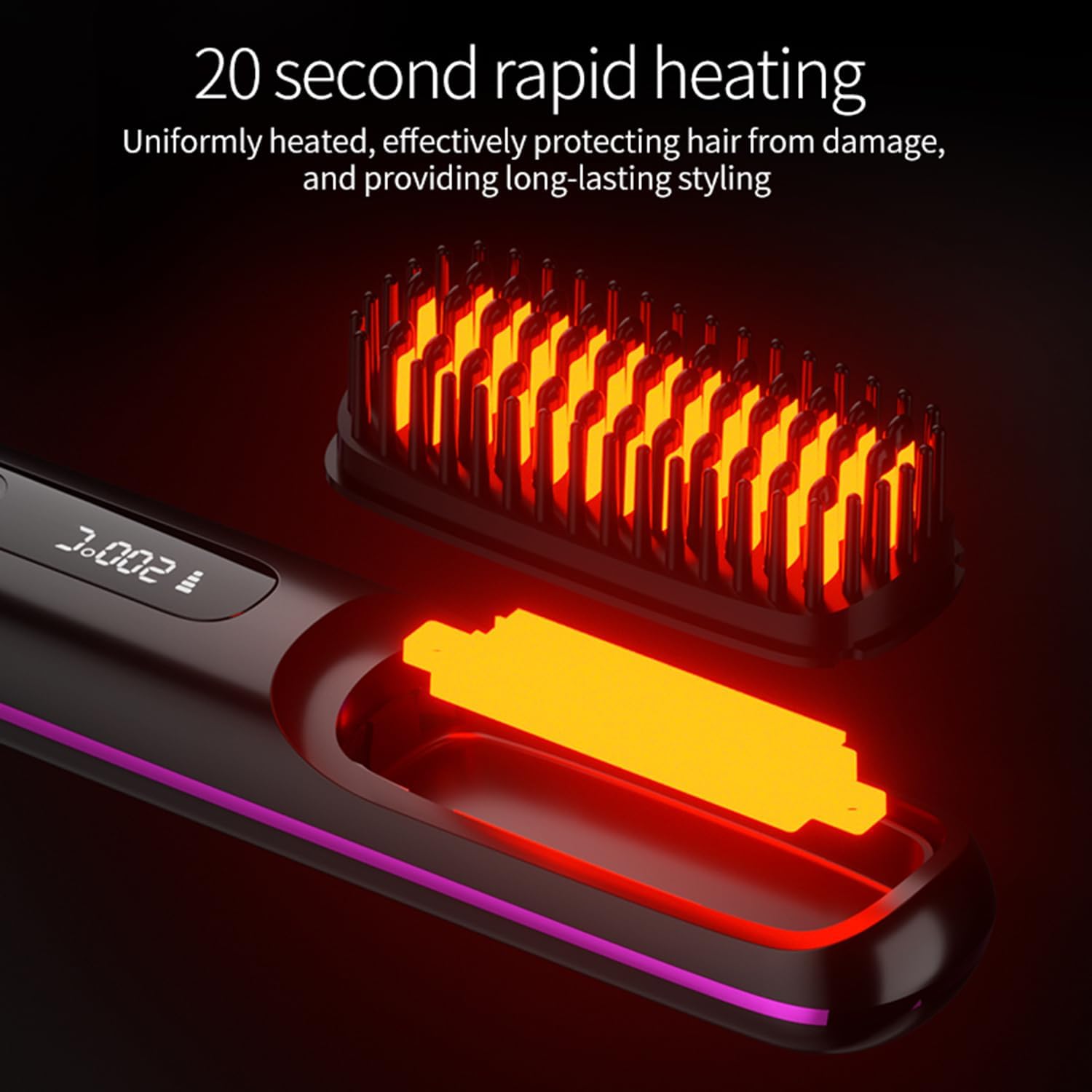 Wireless Hair Straightener Curling Brush Portable Hot Comb Negative Ion Straightening Airwrap Cordless Blow Dryer Lazy Crimper Touch-ups On-The-Go Styling 250°F to 410°F Rechargeable (Black) - Image 7