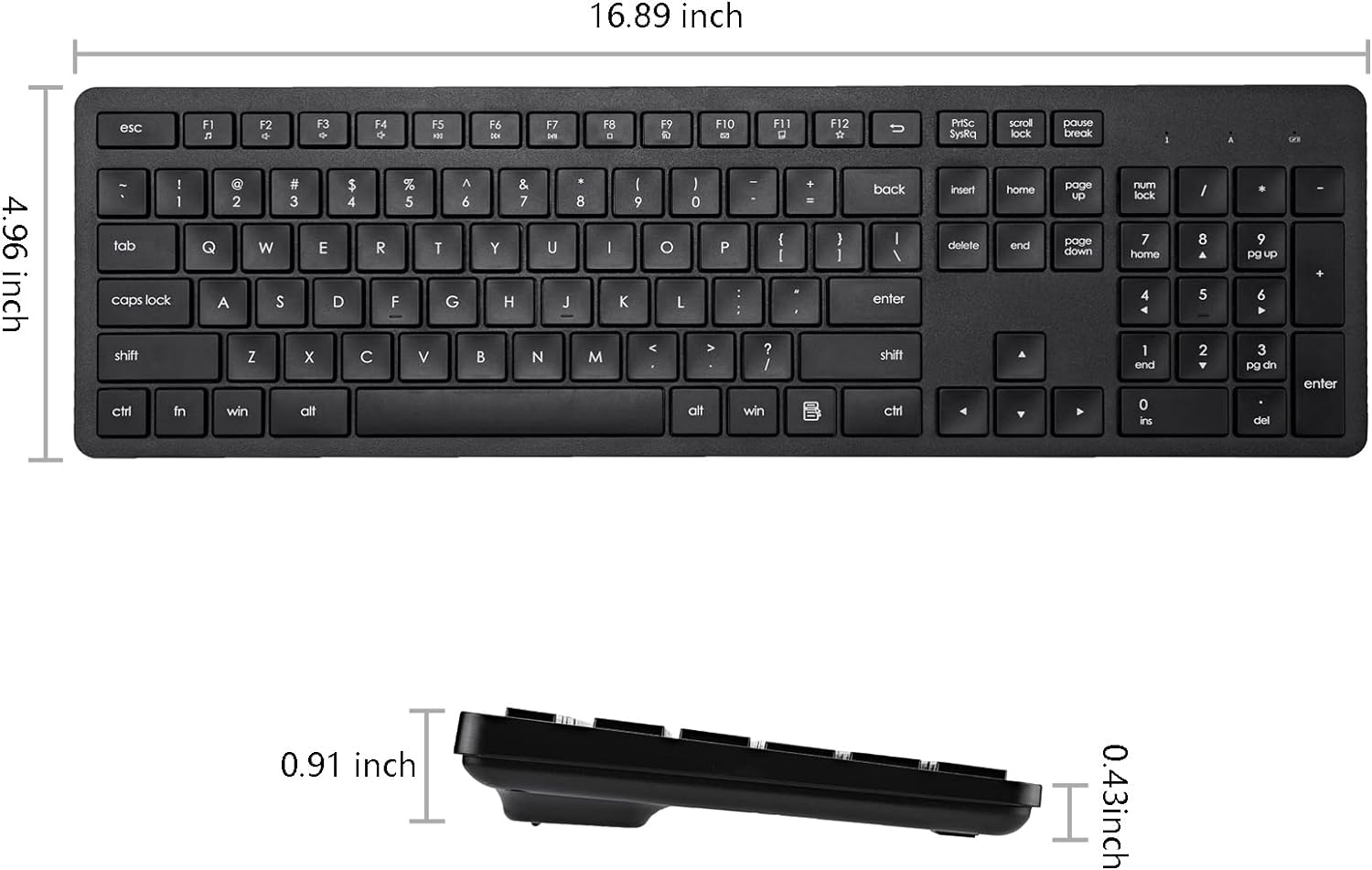 Wireless Keyboard, 2.4G USB External Silent Cordless Keyboard for Windows Chrome Laptop Computer PC Desktop Notebook Chromebook, 106 Keys Full Size with Number Pad (Black) - Image 7