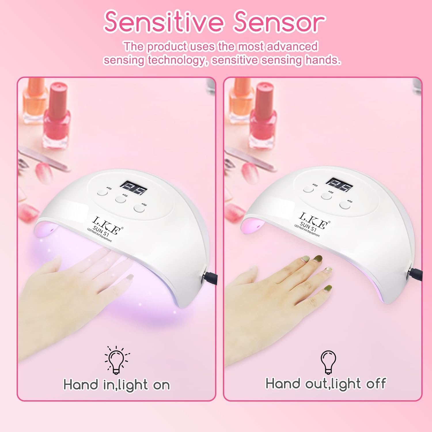 Wisdompark 72W UV LED Nail Lamp Dryer for Gel Polish 15 Beads LCD Display - Image 3
