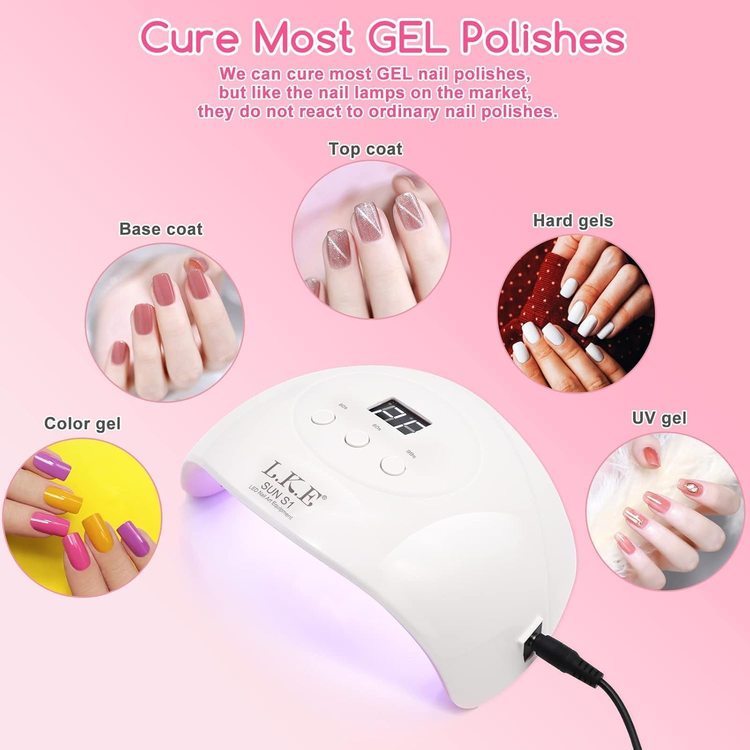 Wisdompark 72W UV LED Nail Lamp Dryer for Gel Polish 15 Beads LCD Display - Image 5