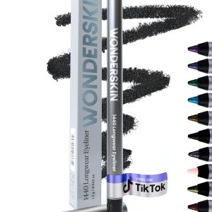 Wonderskin 1440 Longwear Black Glitter Waterproof Eyeliner Pencil - Sharpenable Eyeliner Pencil & Smudge Proof Eye Liner Pencils (Black Truffle)