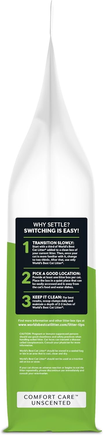 WORLD'S BEST CAT LITTER Comfort Care Unscented 15-Pounds - Natural Ingredients, Quick Clumping, Flushable, 99% Dust Free & Made in USA - Long-Lasting Odor Control & Easy Scooping - Image 8