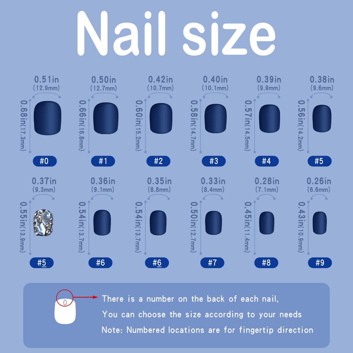 Yivaiks 24 Pcs Yivaiks 24 Pcs Blue nails Short Press on Nails for Women Fake Nails with Glue on Nails Matte stick on nails acrylic nails - Image 5