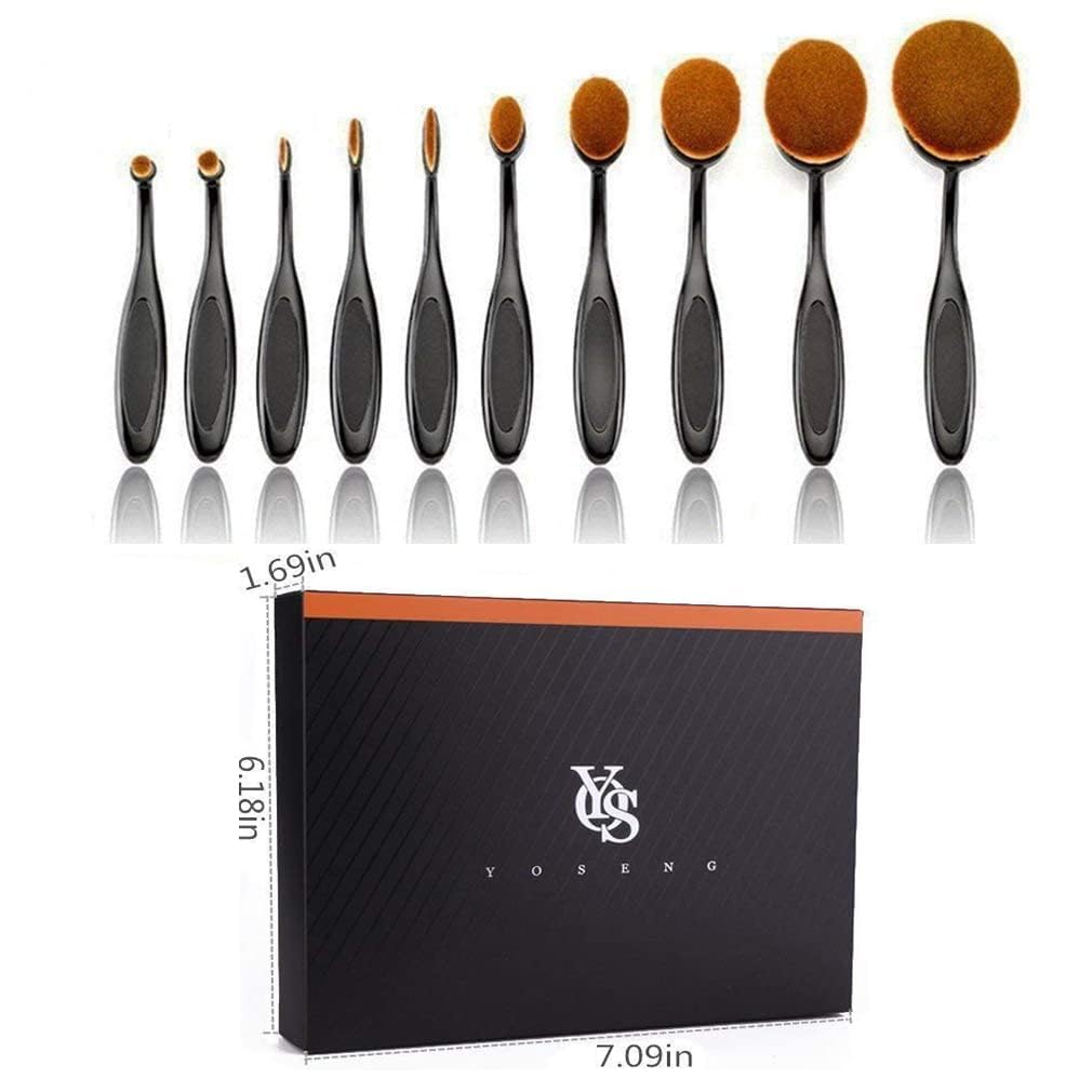 Yoseng Oval Makeup Brushes Set 10 Pcs Professional Oval Toothbrush Foundation Contour Concealer Eyeliner Blending Cosmetic Brushes Tool Set-With Box,Practical White Elephant Gift for Girls Women - Image 2