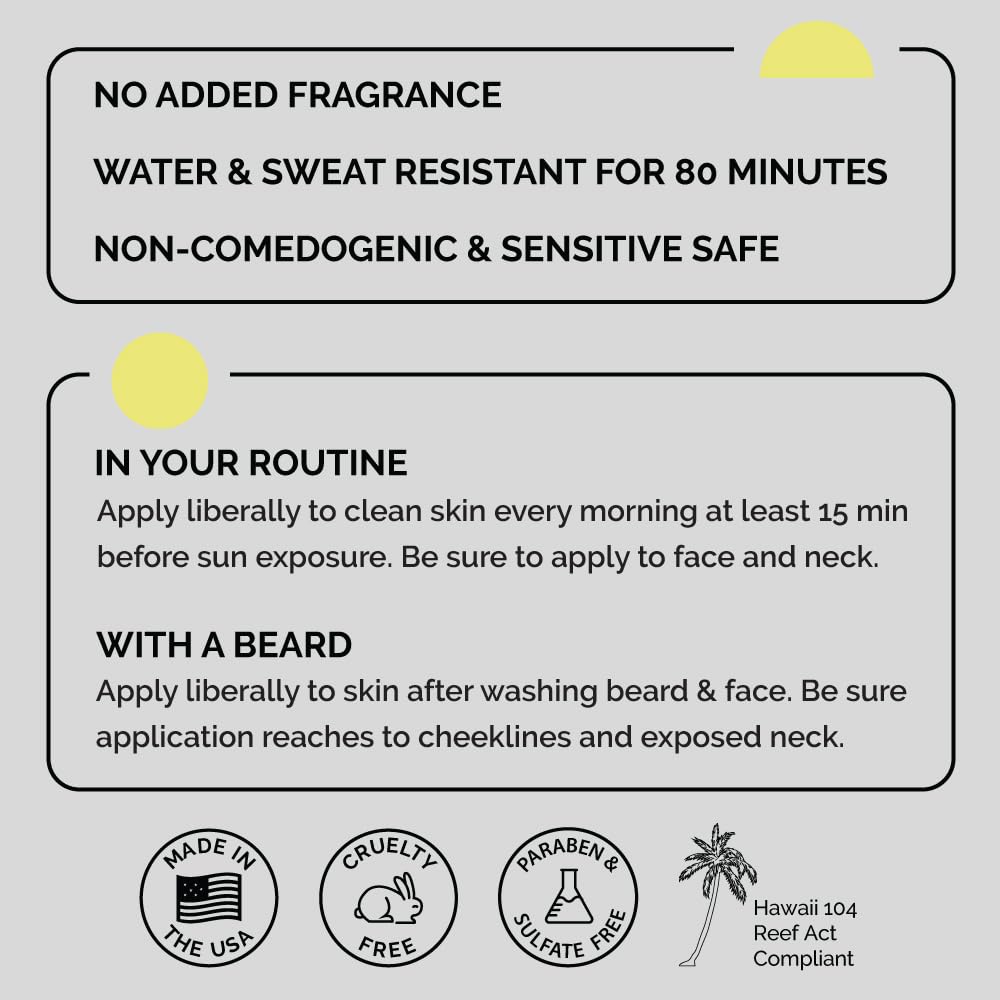 ZEUS Men's Daily Defense SPF50 Face Moisturizer for Men, Natural & Organic, Zinc Oxide Face Moisturizing Mineral Sunscreen, Hydrates & Protects Skin Against Harmful UVA/B rays (Made in USA) Unscented - Image 6
