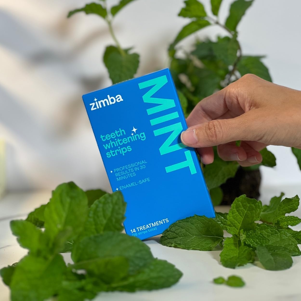 Zimba Teeth Whitening Strips Vegan Whitening Strip Enamel Safe Teeth Whitening Hydrogen Peroxide Teeth Whitener for Coffee, Wine, Tobacco, and Other Stains, 28 Strips (14 Day Treatment), Mint - Image 6
