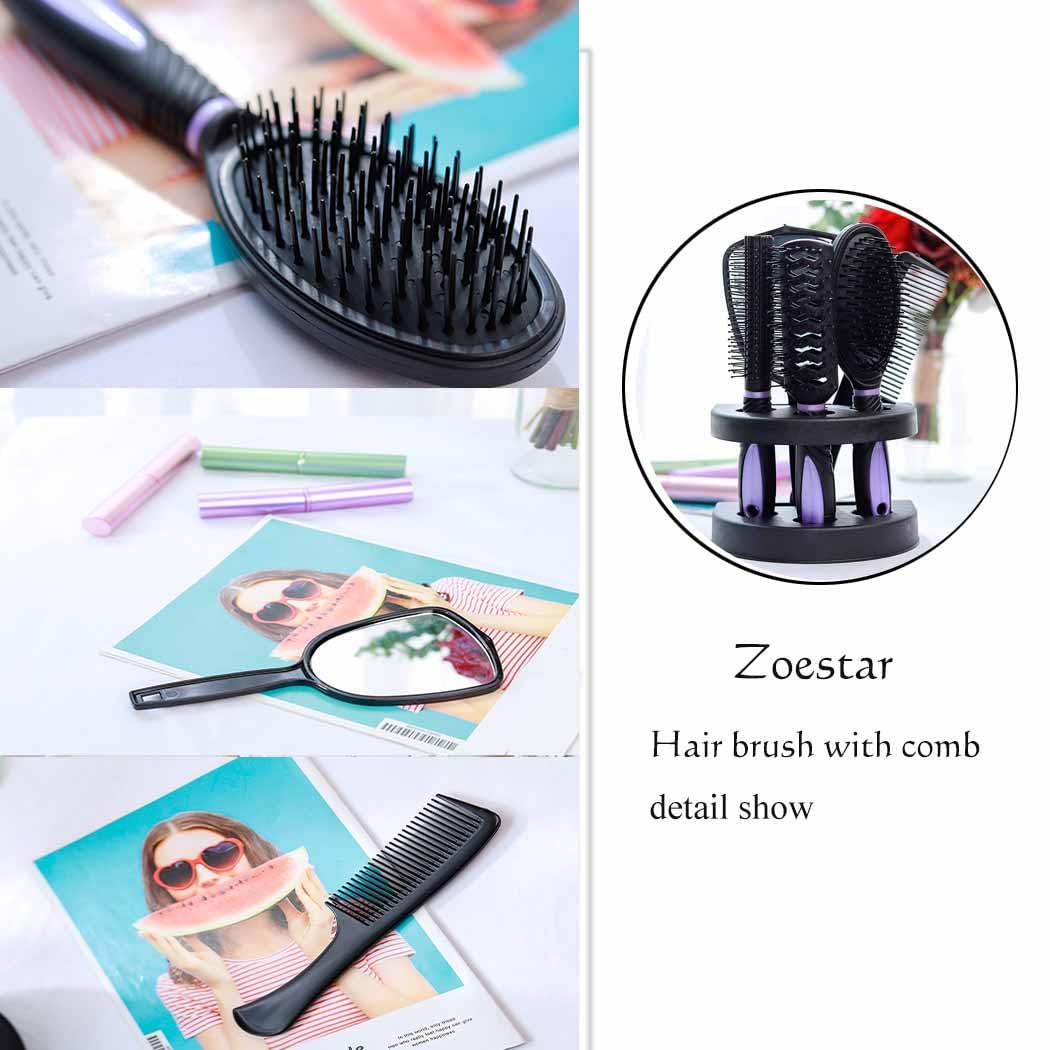 Zoestar 5Pcs Hair Brush and Comb Set for Women and Men (A-Purple) - Image 5