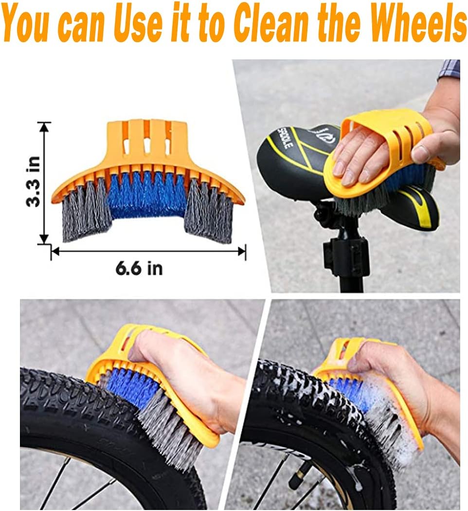 10-Piece Bike Cleaning Kit Chain Cleaner Brush for Mountain Road BMX Bikes - Image 6
