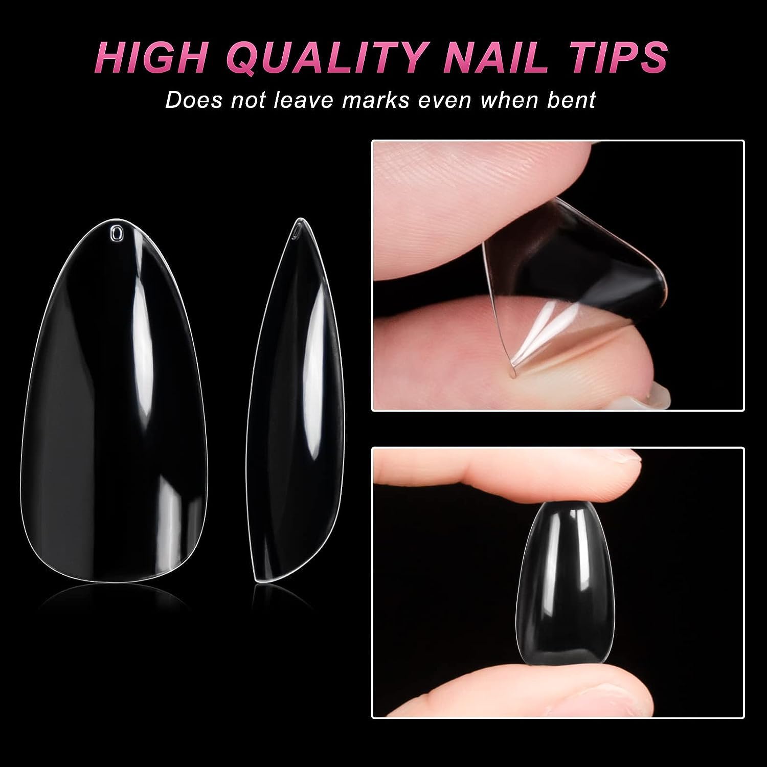 1000pcs Short Almond Nail Tips, 10 Sizes Soft Gel Full Cover Acrylic, Includes Storage Box - Image 4
