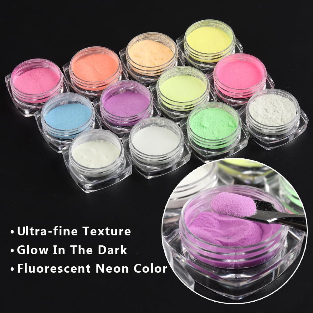 12 Colors Glow in The Dark Luminous Pigment Powder for Nail Art and Resin Craft - Image 6