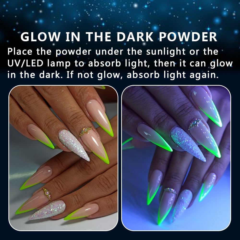 12 Colors Glow in The Dark Luminous Pigment Powder for Nail Art and Resin Craft - Image 2
