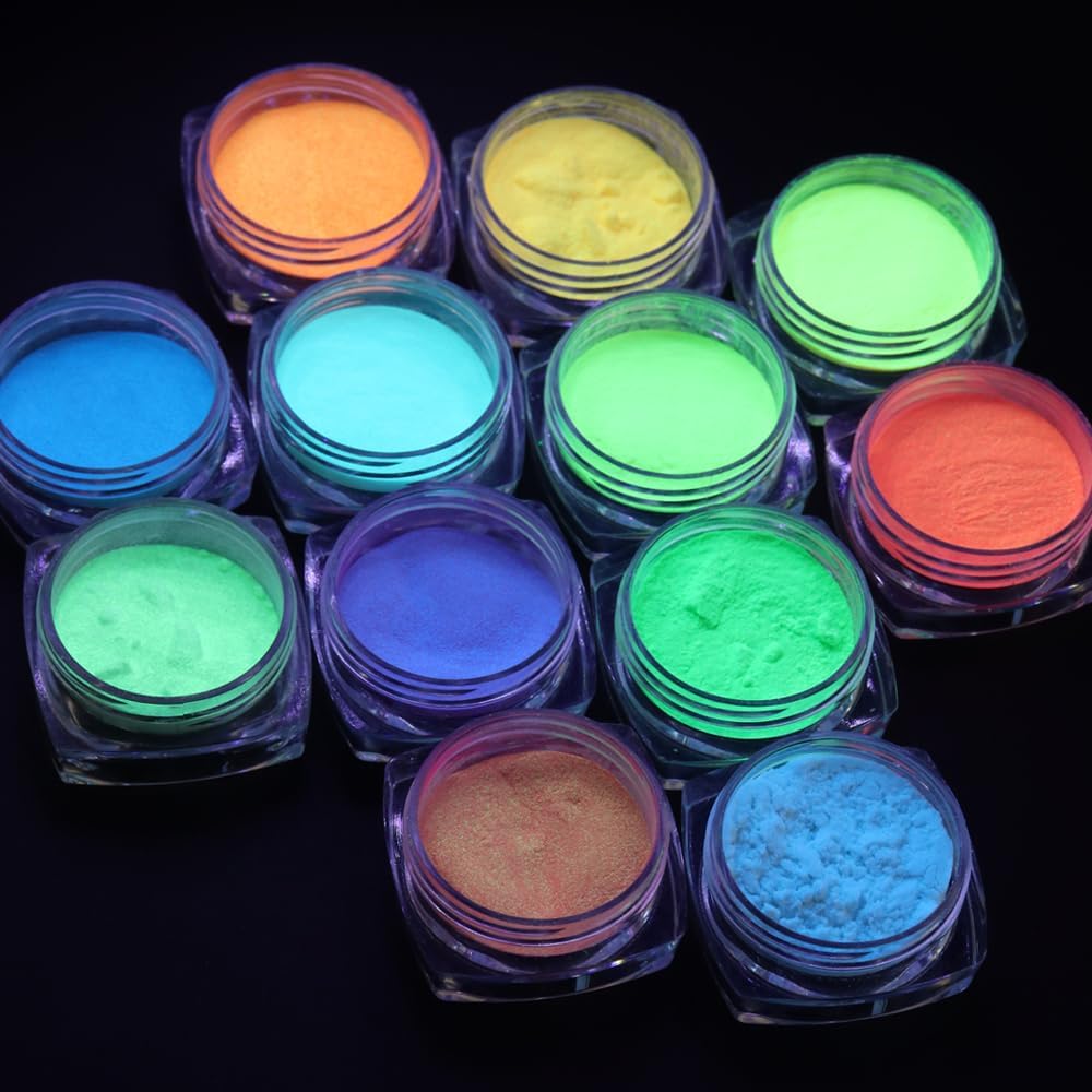 12 Colors Glow in The Dark Luminous Pigment Powder for Nail Art and Resin Craft - Image 7