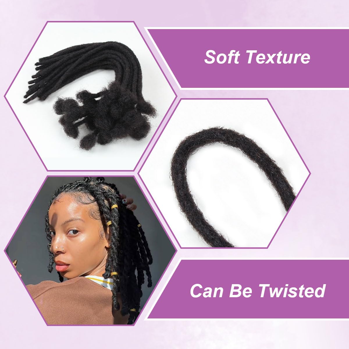 12 Inch 50 Strands 100% Human Hair Soft Dyeable Dreadlock Extensions - Image 3