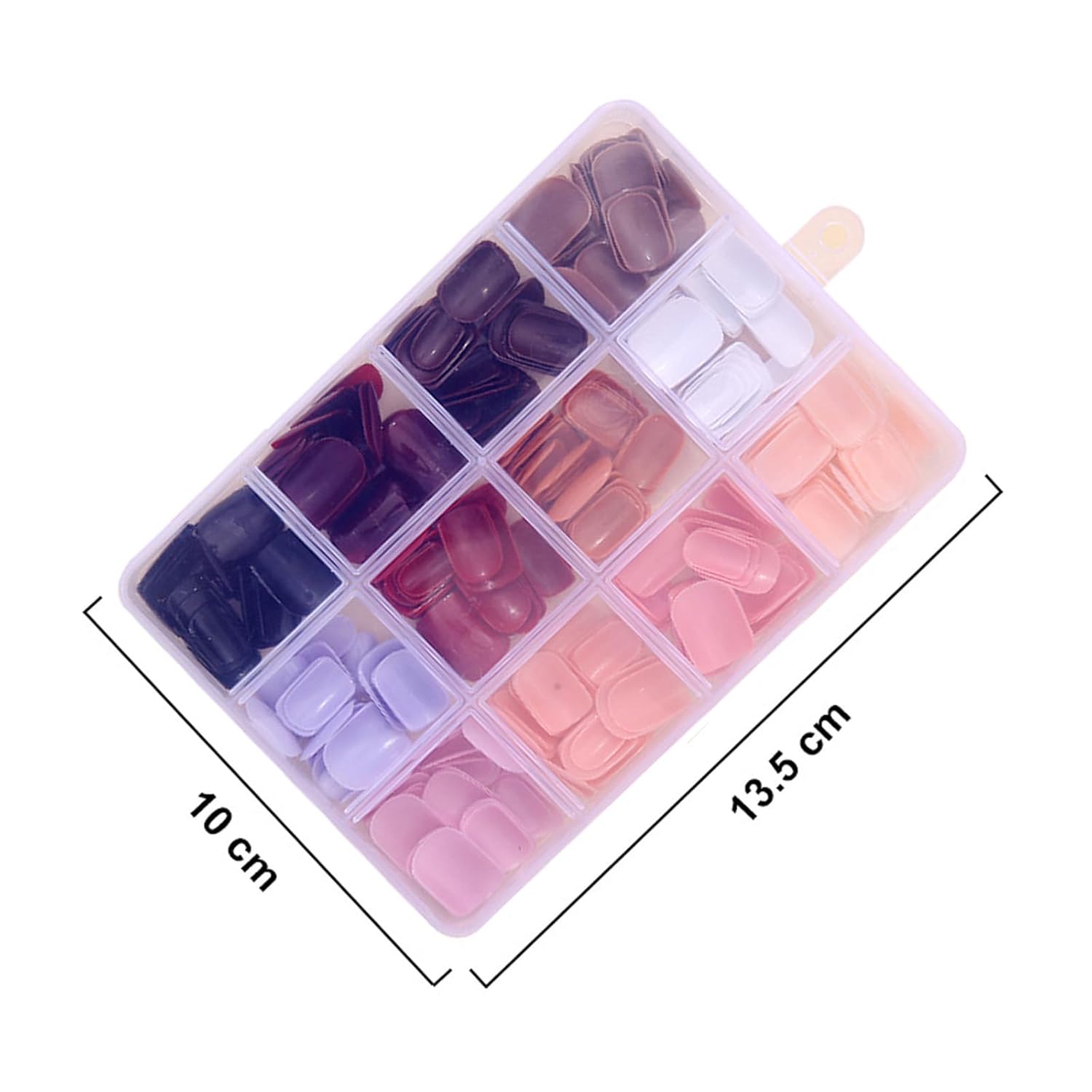 12 Packs of 288 Glossy Square Press-On Nails in 12 Solid Colors for Daily Wear - Image 4