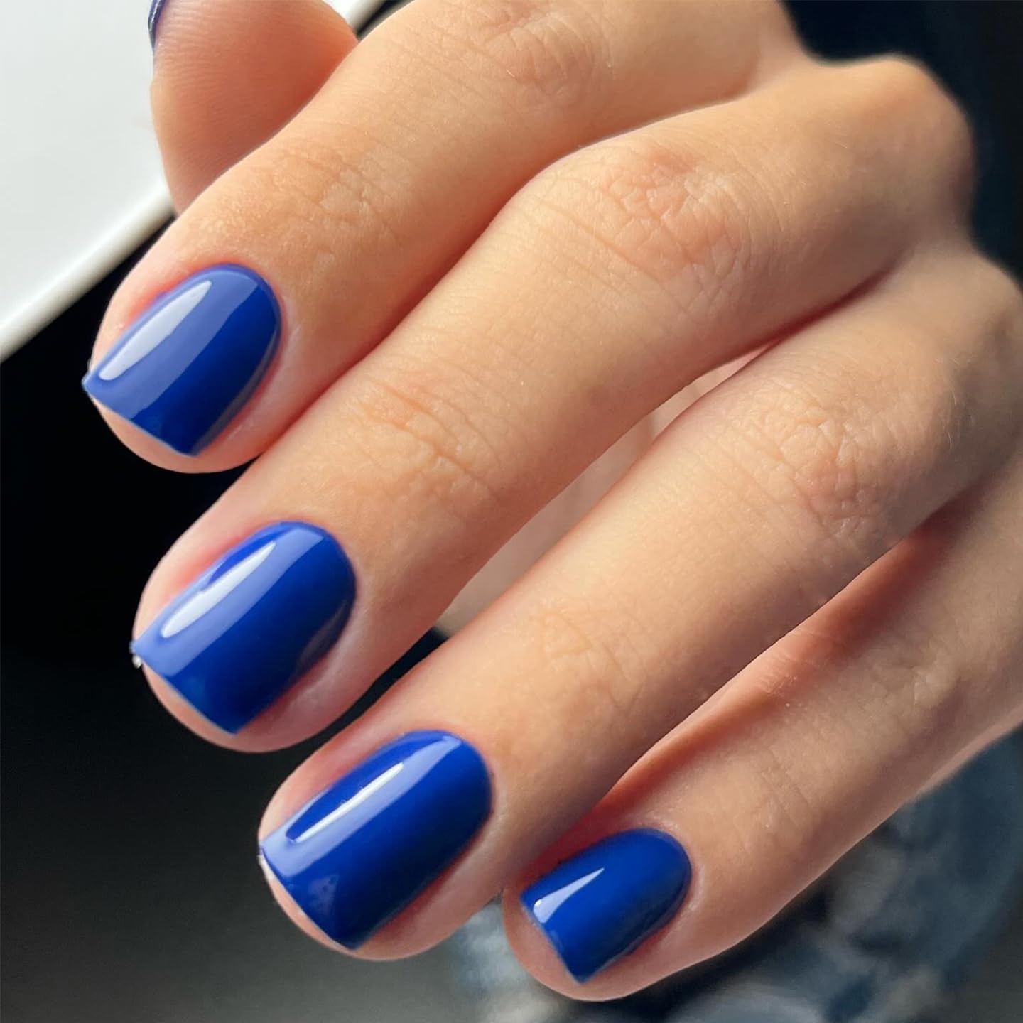 120 Pcs Royal Blue Glossy Square Press-On Nails for Women and Girls - Image 8