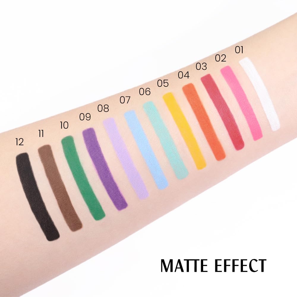 12Pcs Waterproof Colored Matte Gel Eyeliner Pencils Set for Women in Various Colors - Image 5