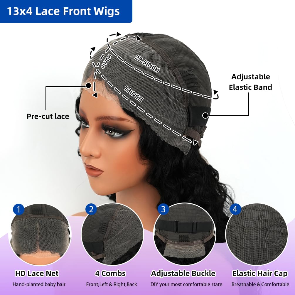 13x4 Deep Curly Glueless 20 Inch Human Hair Wig 180 Density Lace Front - Image 4
