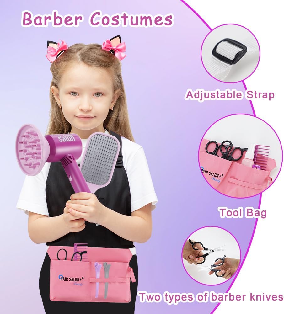 15-Piece Kids Beauty Salon Toy Set with Pretend Blow Dryer and Styling Accessories - Image 5