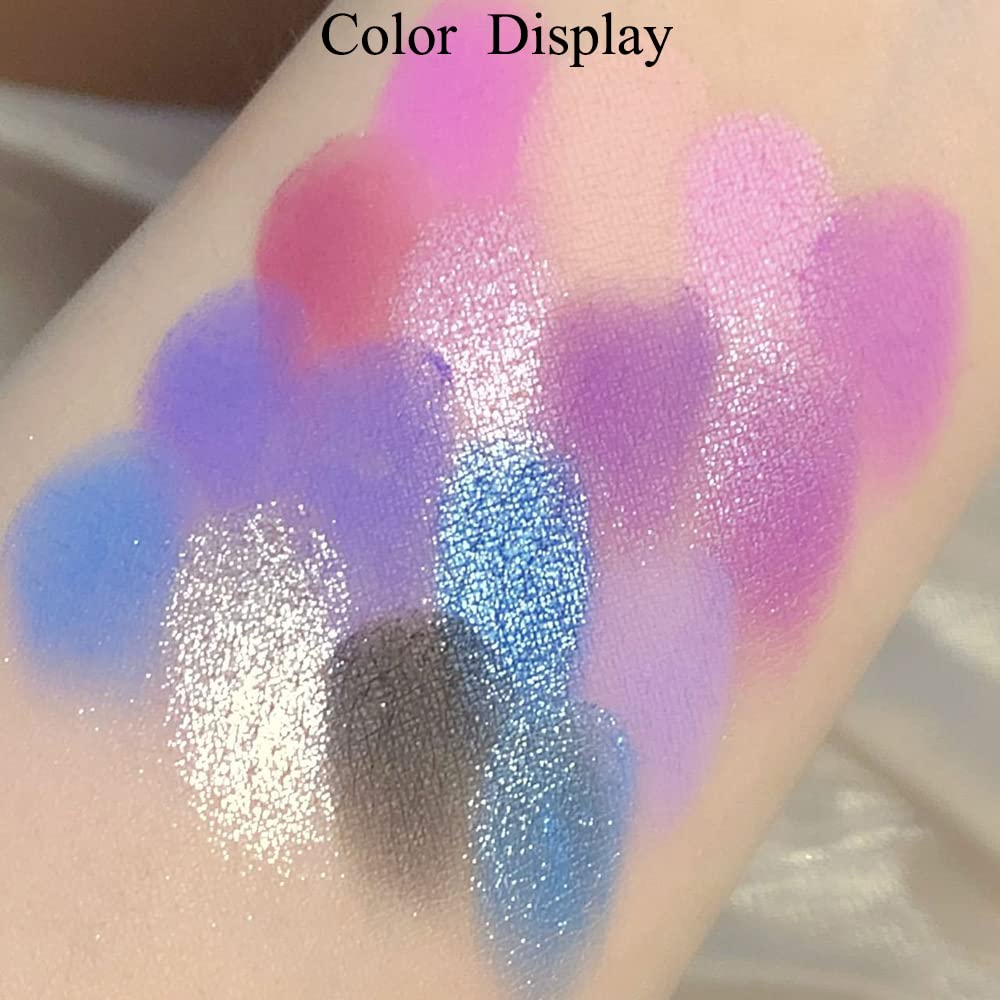16 Color Purple Blue Eyeshadow Palette Glitter Matte Waterproof Makeup - Image 4